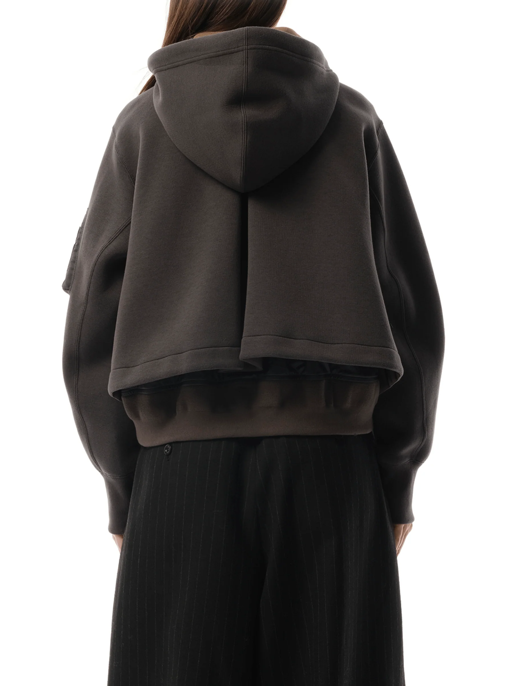 Sponge Sweat x Nylon Twill Zip Hoodie in Charcoal Gray - Image 6
