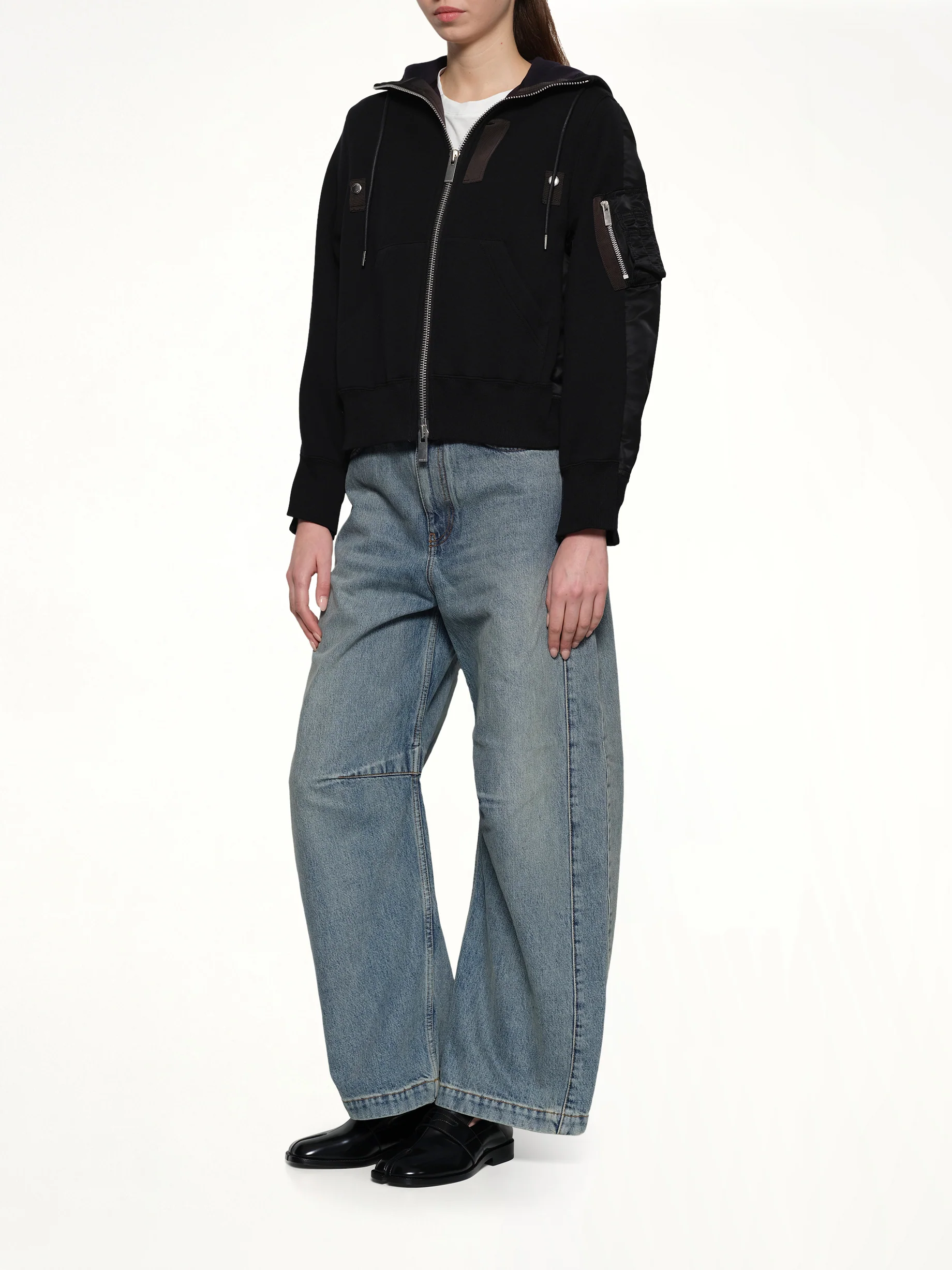 Sponge x Nylon Twill Hoodie in Black - Image 4