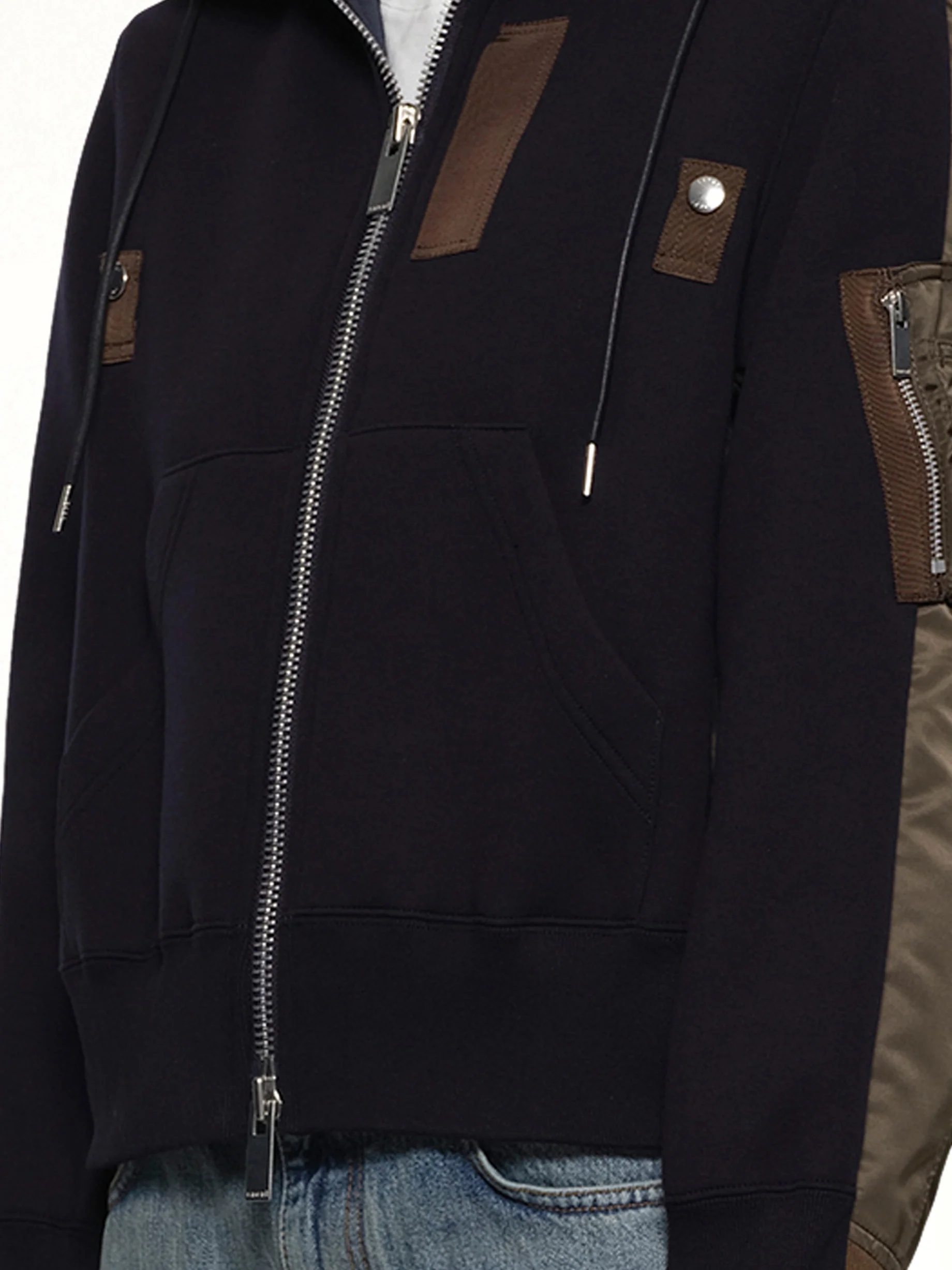 Sponge x Nylon Twill Hoodie in Navy/Dark Khaki - Image 3