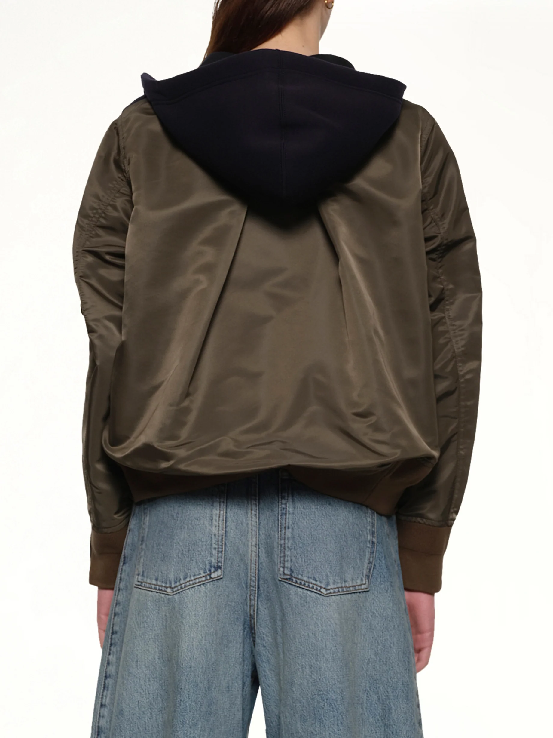 Sponge x Nylon Twill Hoodie in Navy/Dark Khaki - Image 5