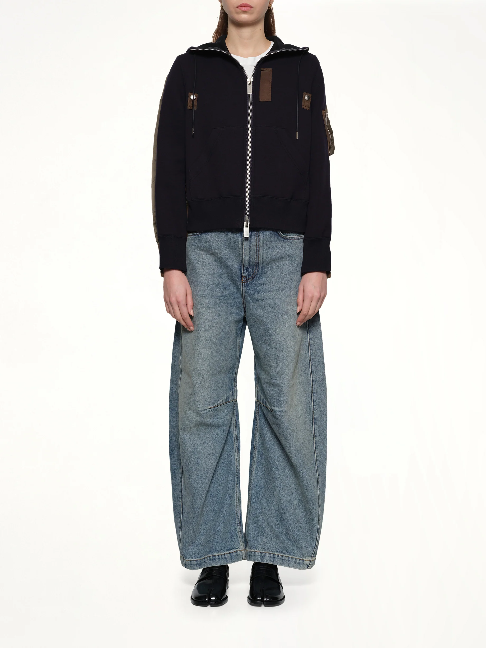 Sponge x Nylon Twill Hoodie in Navy/Dark Khaki - Image 7