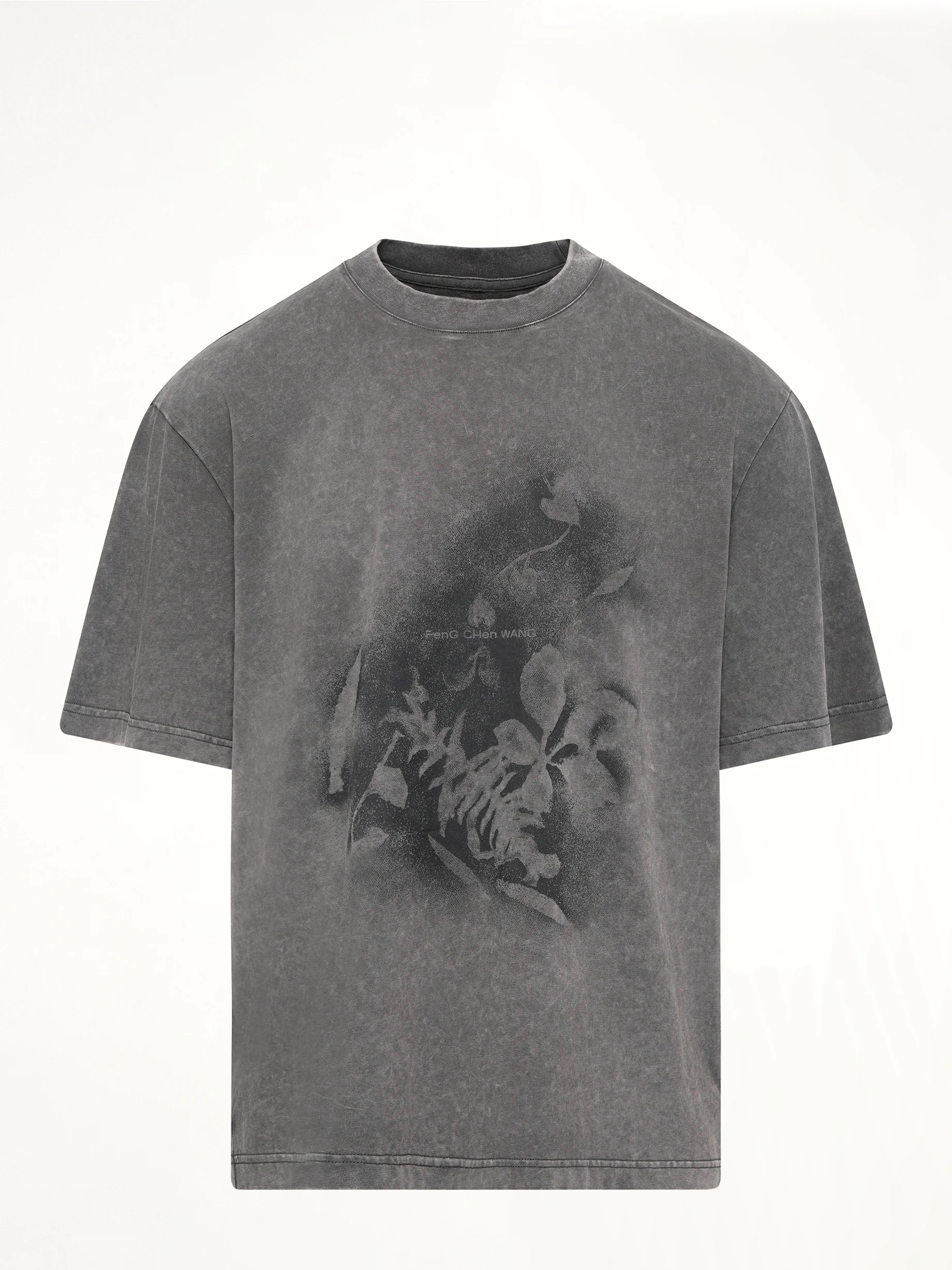 Spray Painted Plant T-Shirt in Grey - Image 2