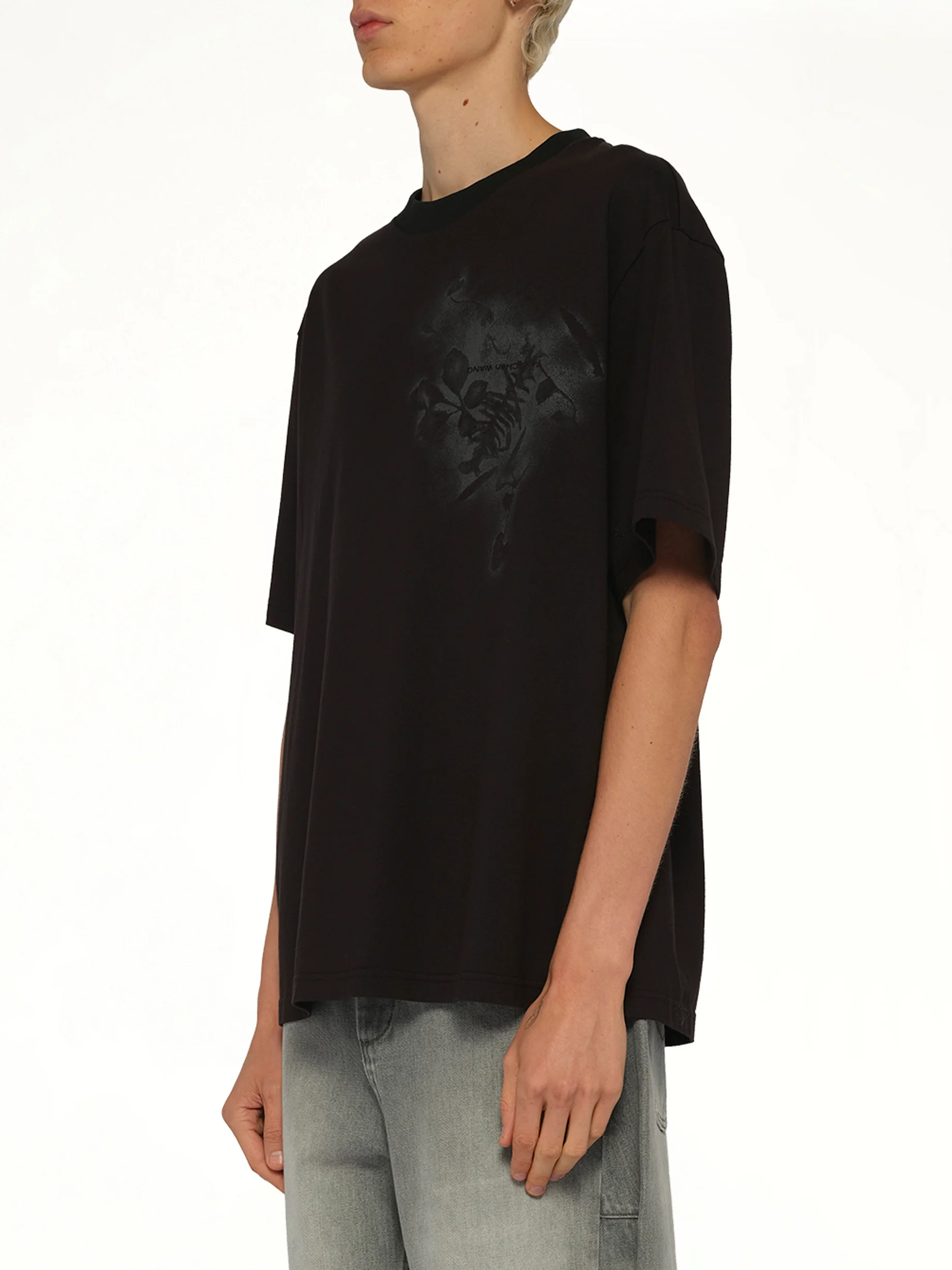 Spray Painted Plants Dye T-Shirt in Black - Image 3
