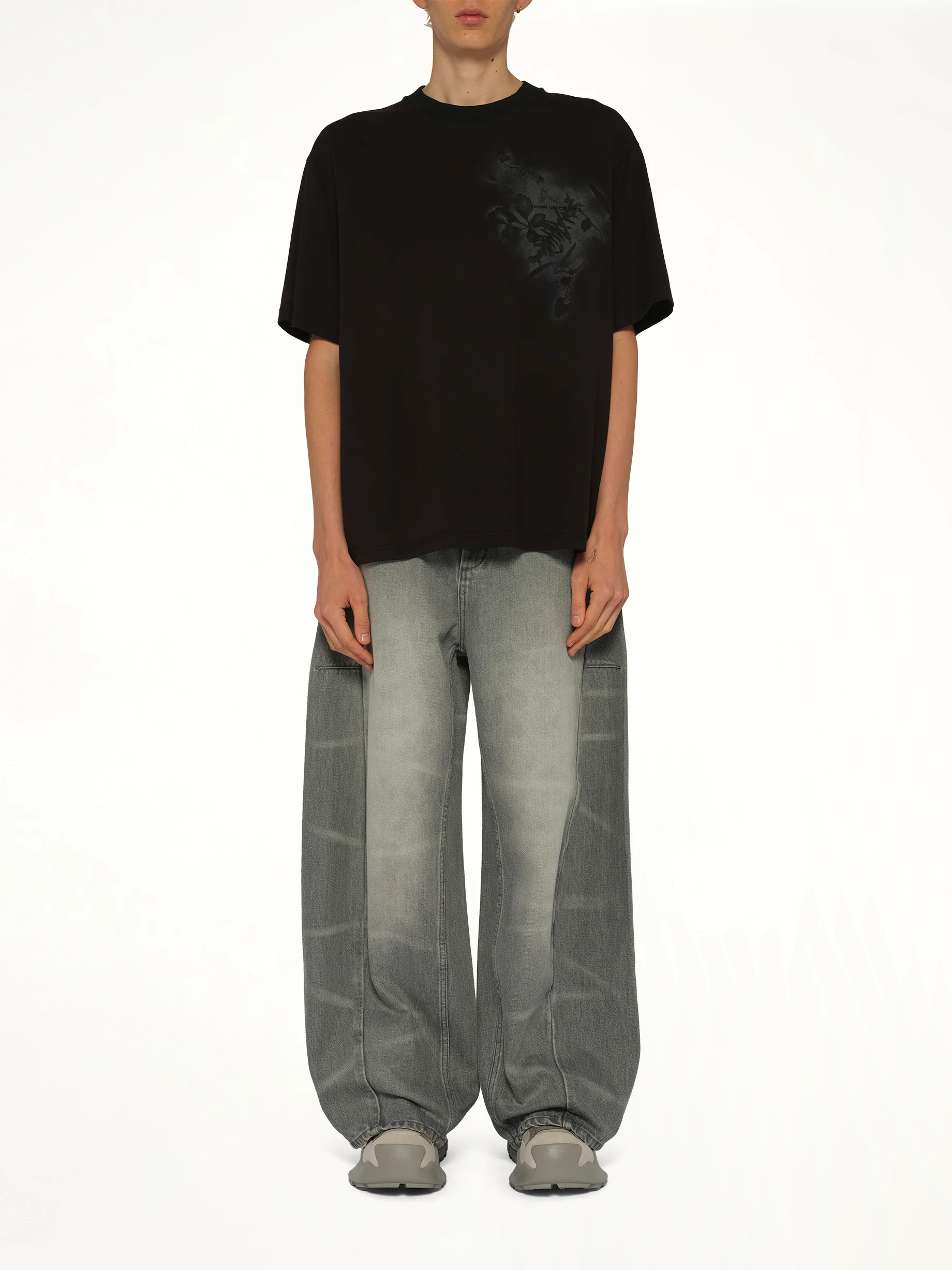 Spray Painted Plants Dye T-Shirt in Black - Image 7