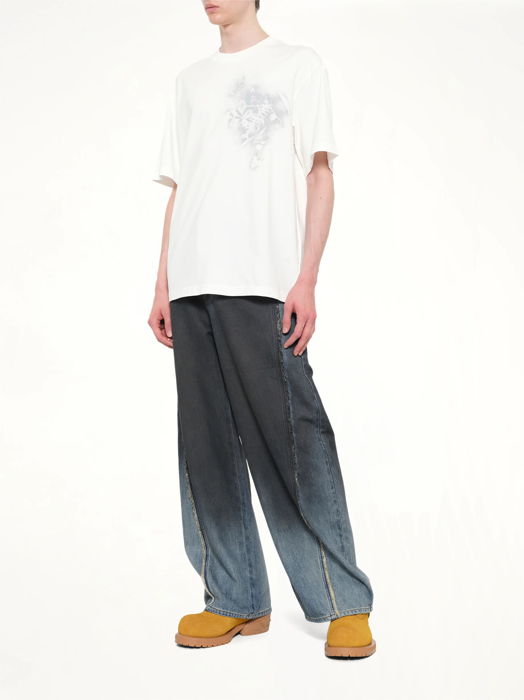 Spray Painted Plants Dye T-Shirt in White - Image 4