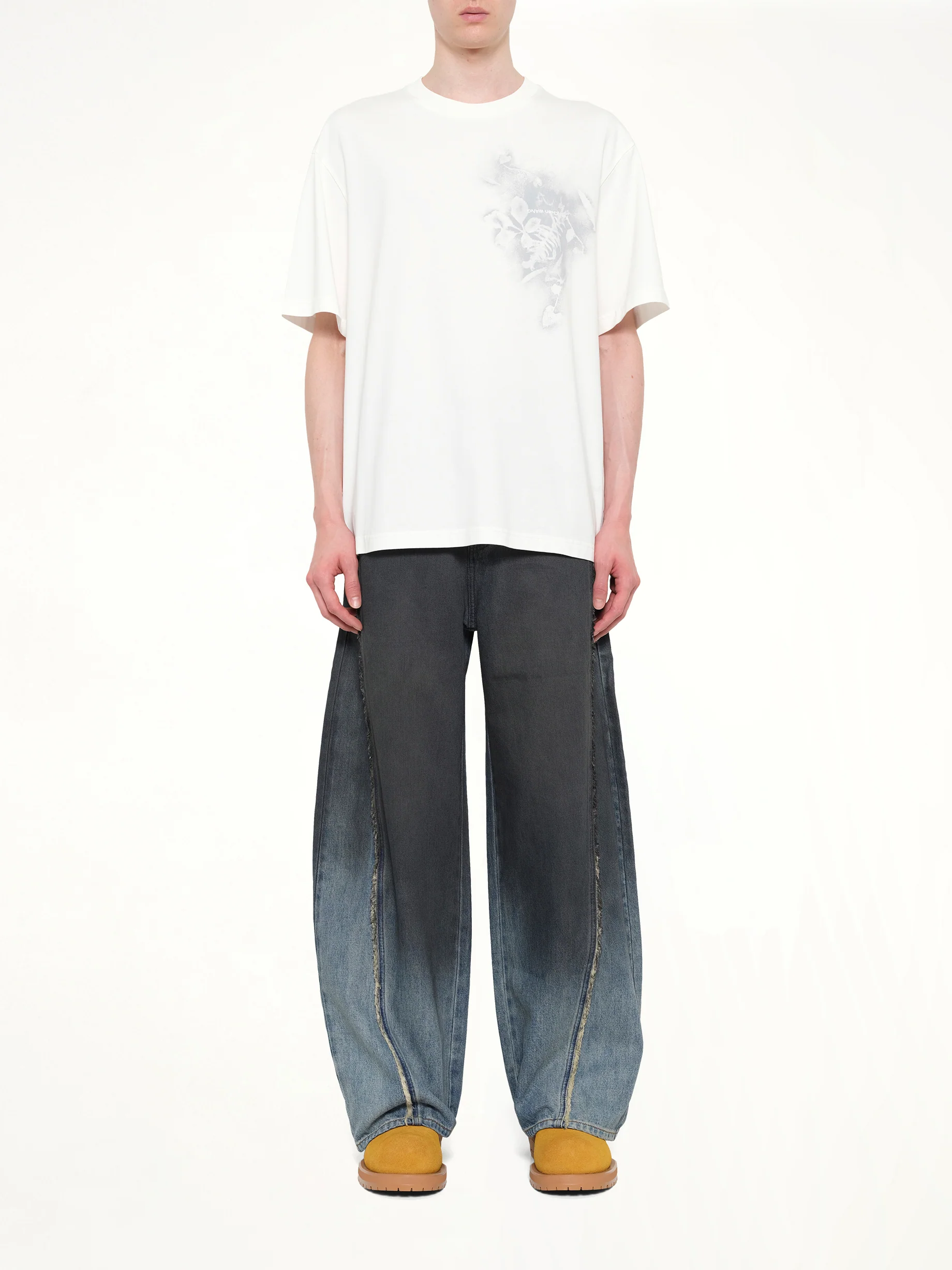 Spray Painted Plants Dye T-Shirt in White - Image 7