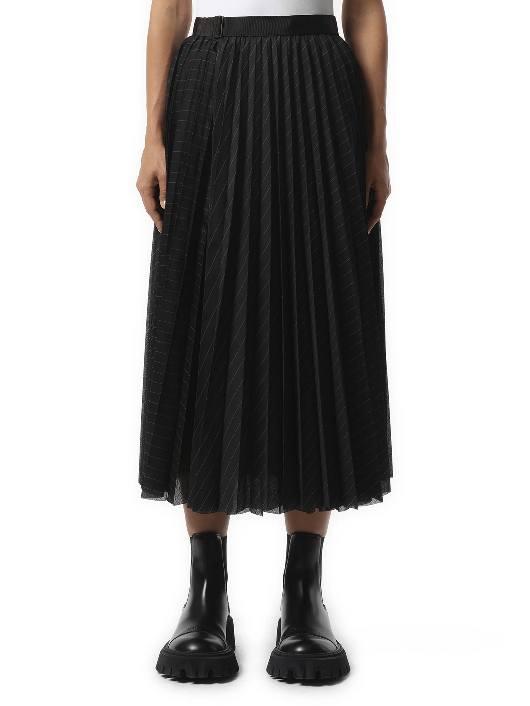 Spun Organza Skirt in Black Stripe