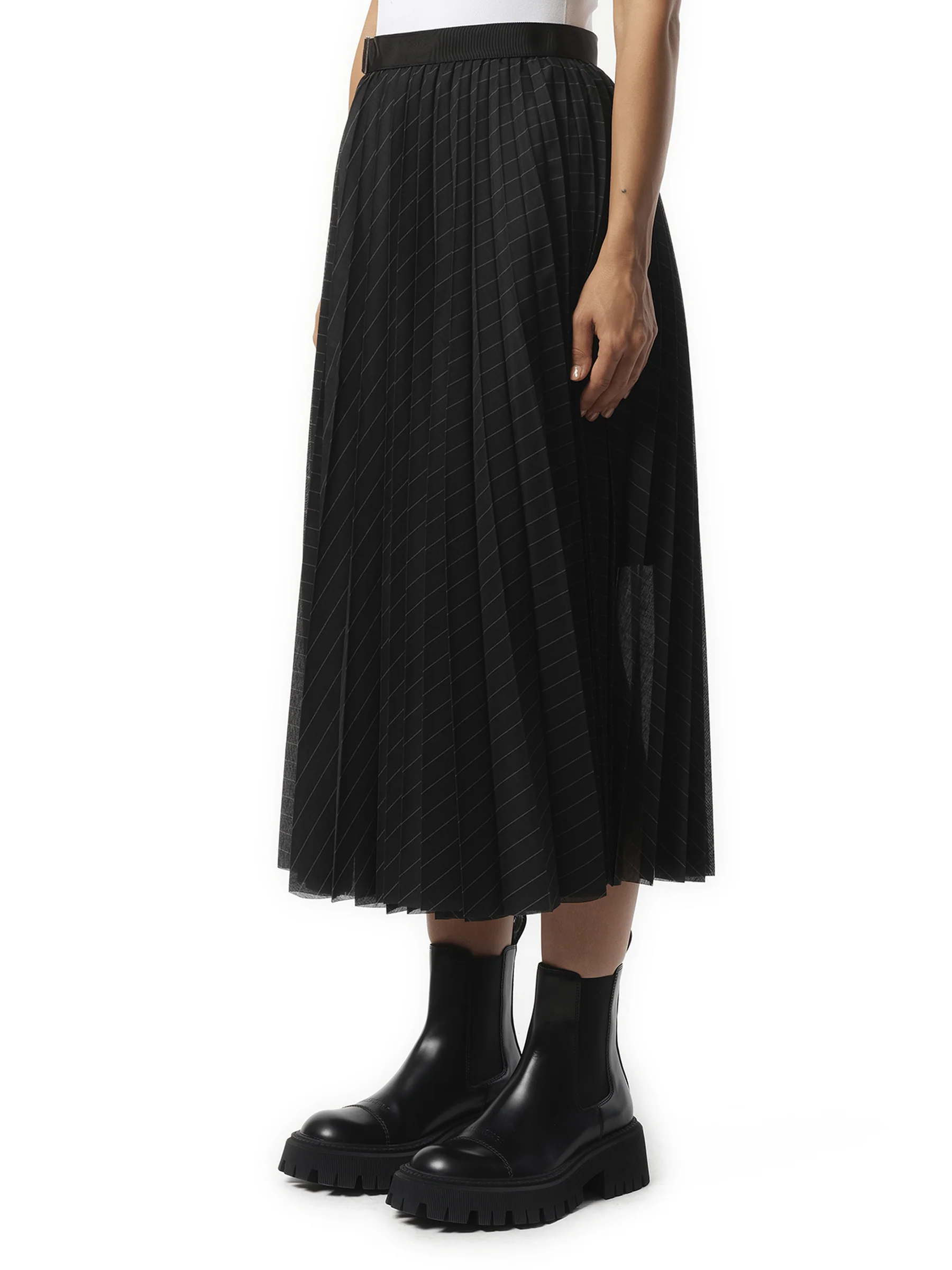 Spun Organza Skirt in Black Stripe - Image 5