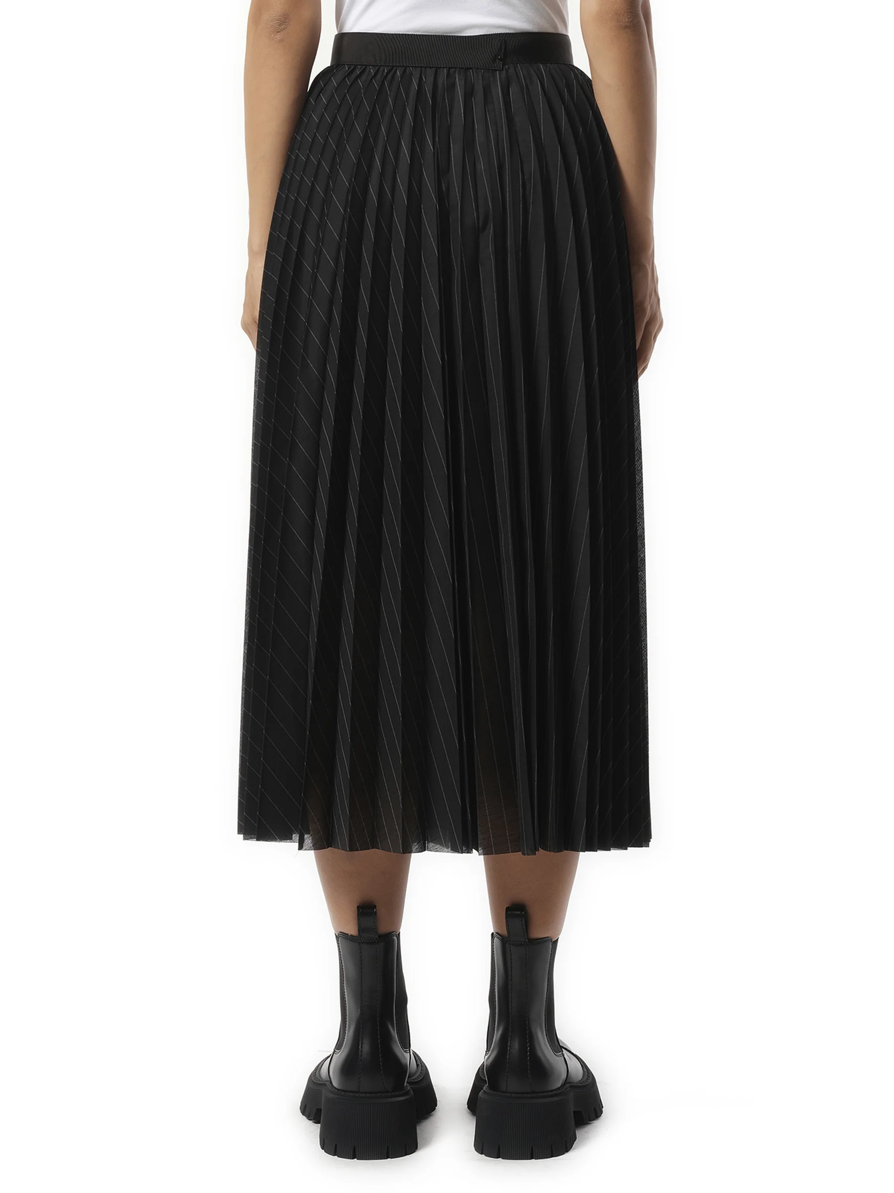 Spun Organza Skirt in Black Stripe - Image 6