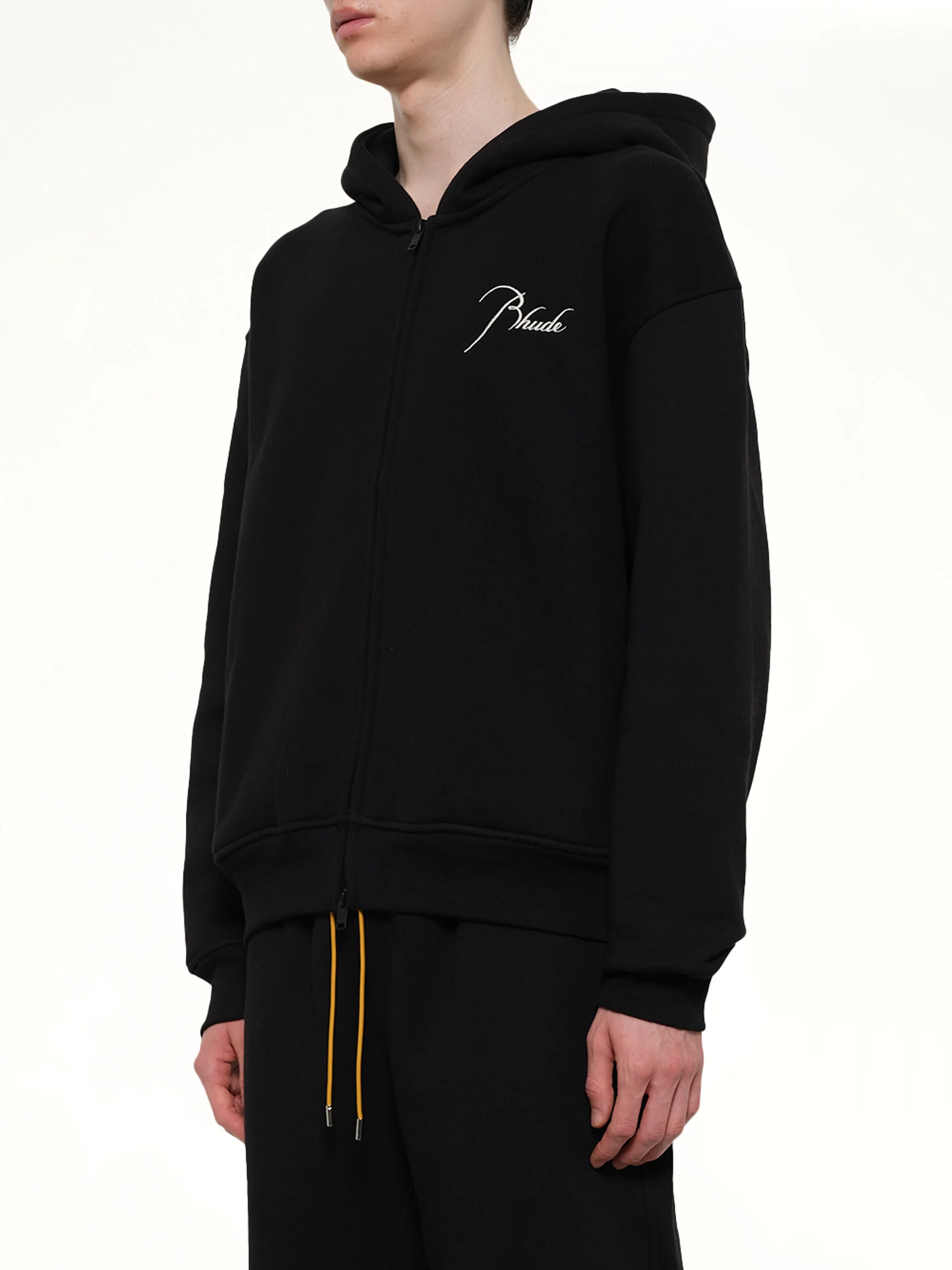 Classique Zip Up Hoodie in Black/White - Image 3