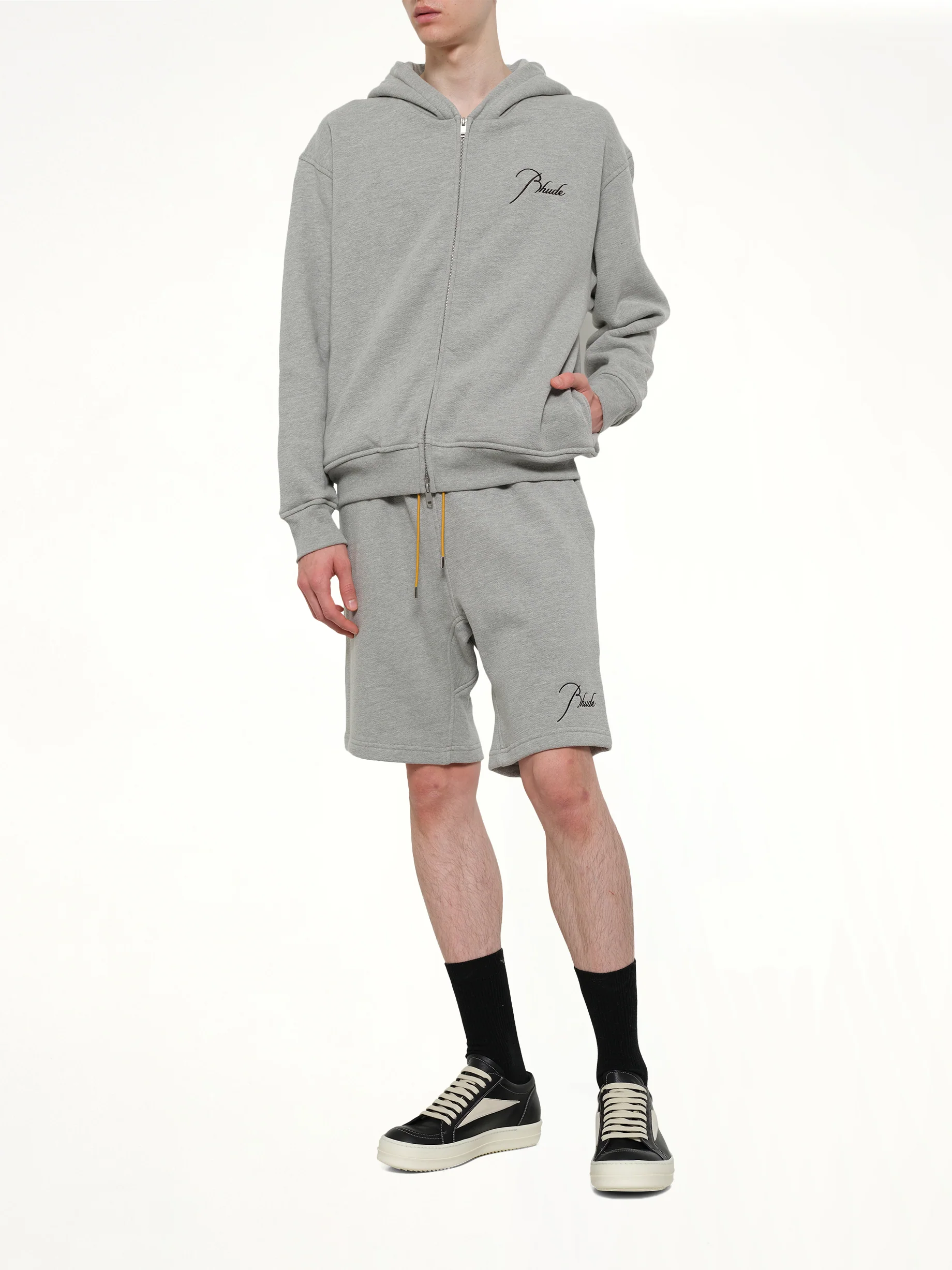 Classique Zip Up Hoodie in Heather Grey/Black - Image 4