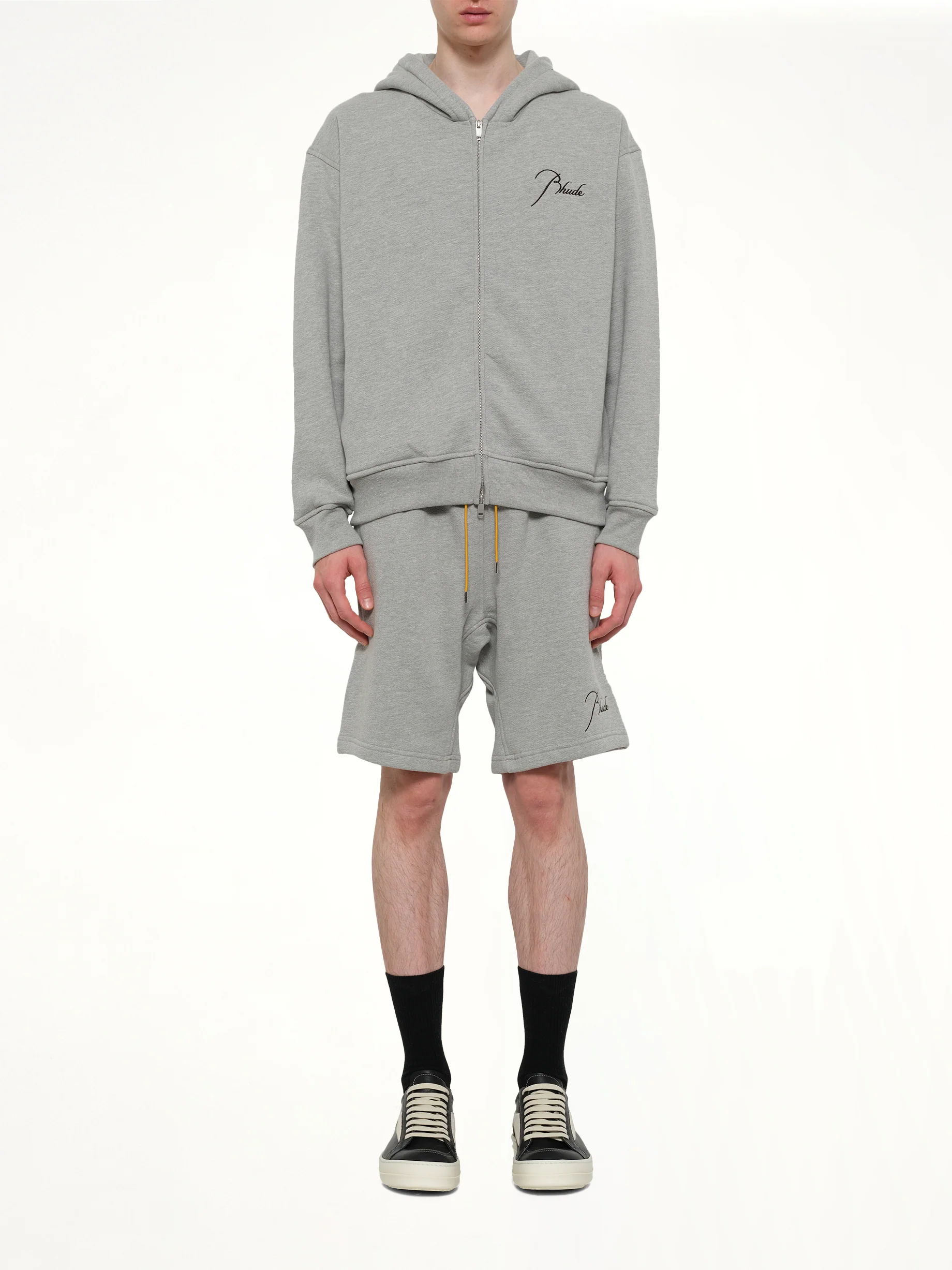 Classique Zip Up Hoodie in Heather Grey/Black - Image 7