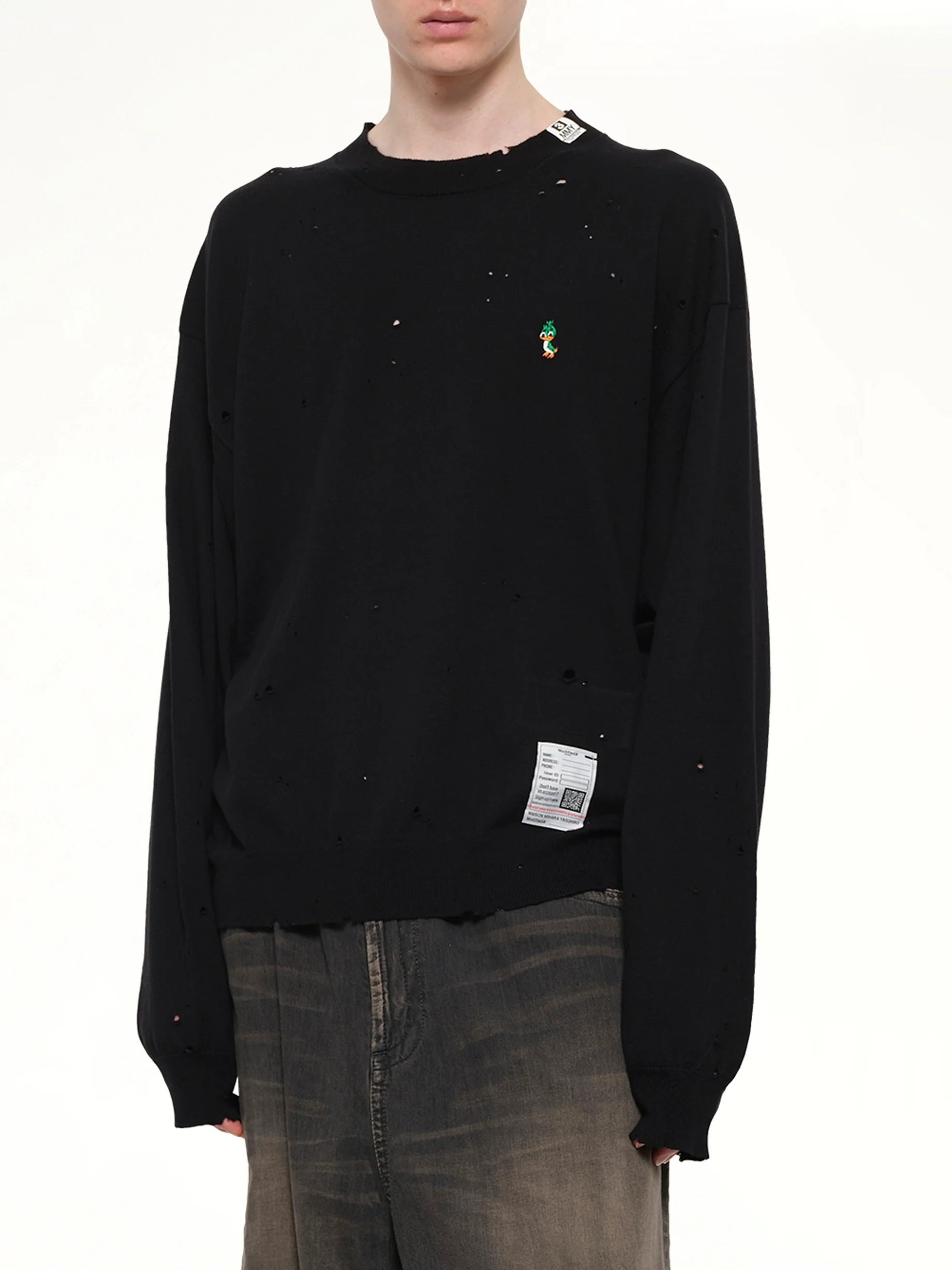 Distressed Knit Pullover in Black - Image 6