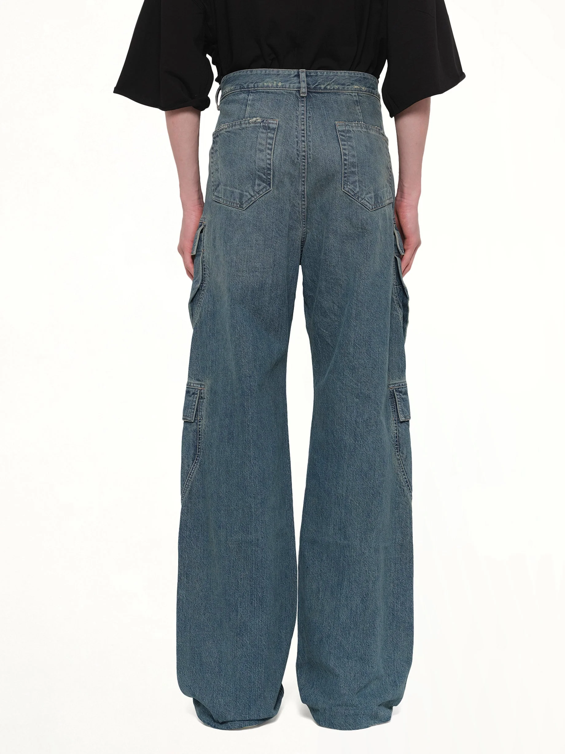 Double Cargo Jeans in Washed Indigo - Image 5