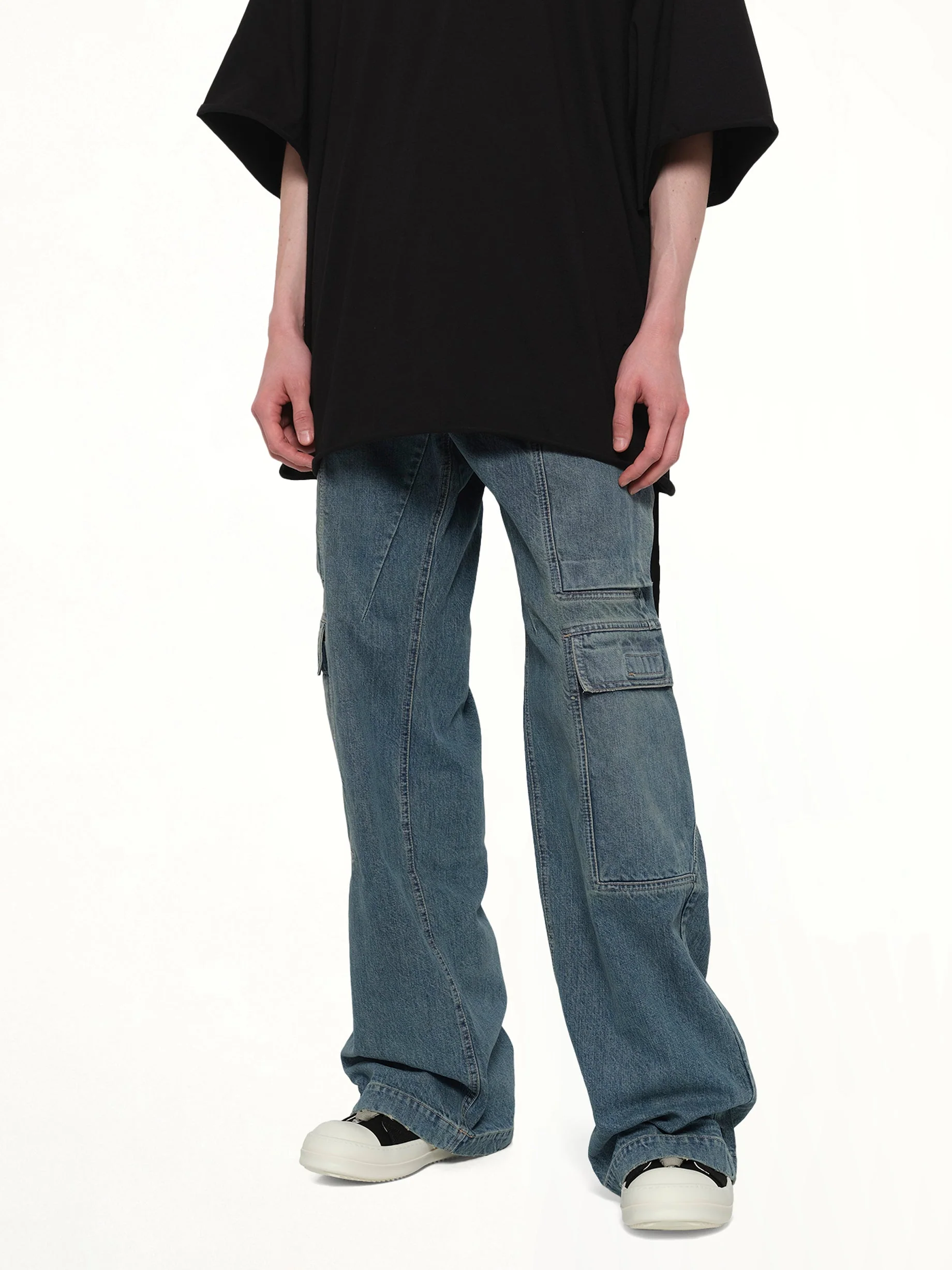 Double Cargo Jeans in Washed Indigo - Image 6