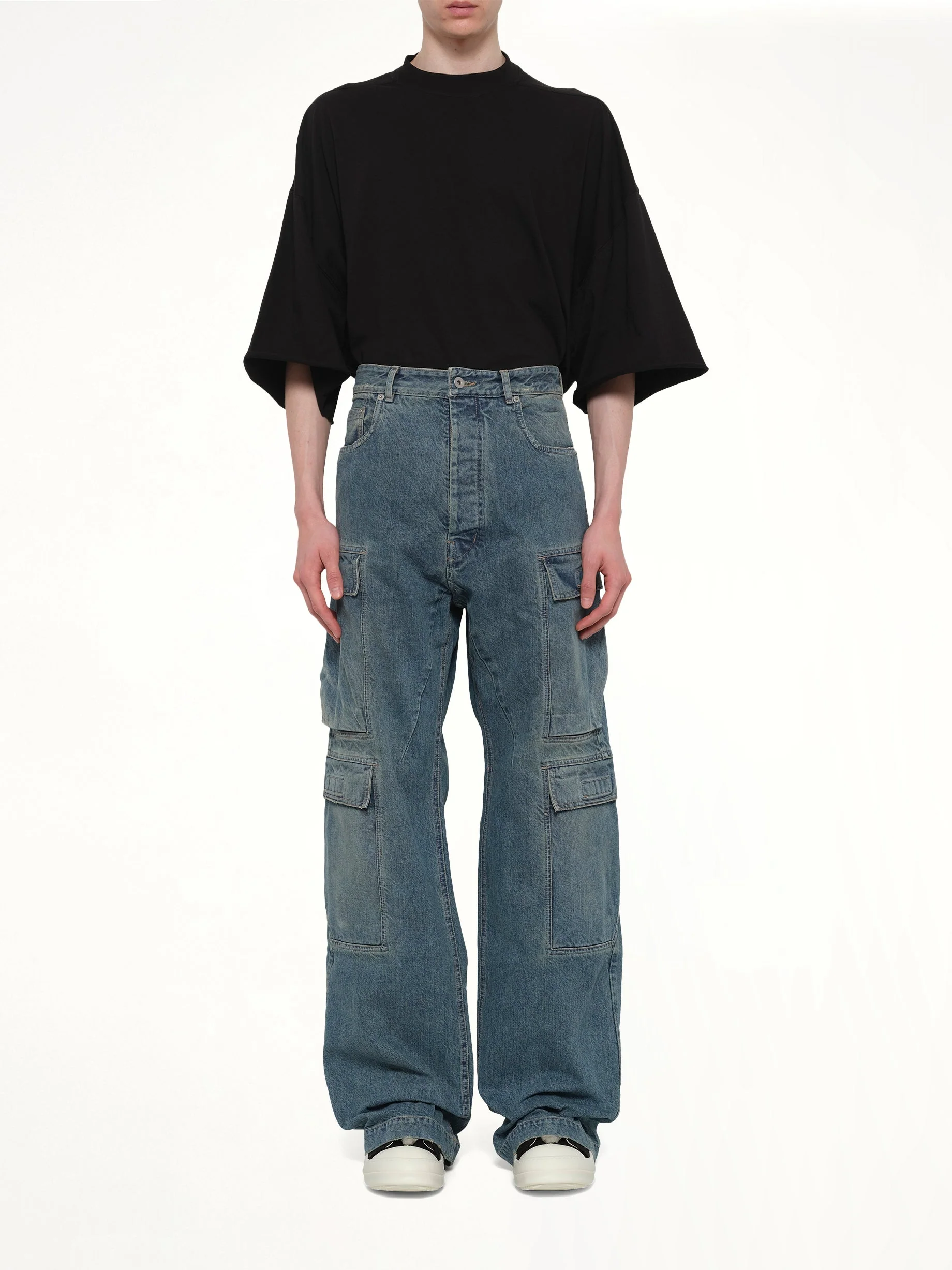 Double Cargo Jeans in Washed Indigo - Image 7