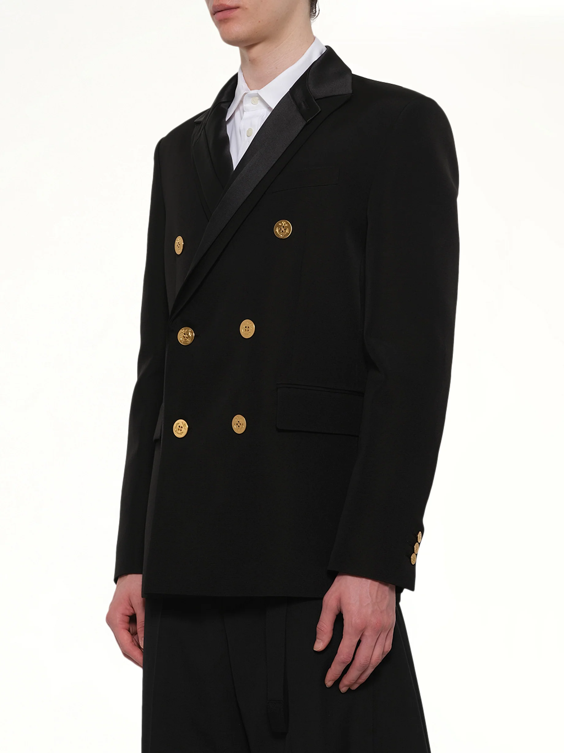 Double-Faced Silk Cotton Jacket in Black - Image 3
