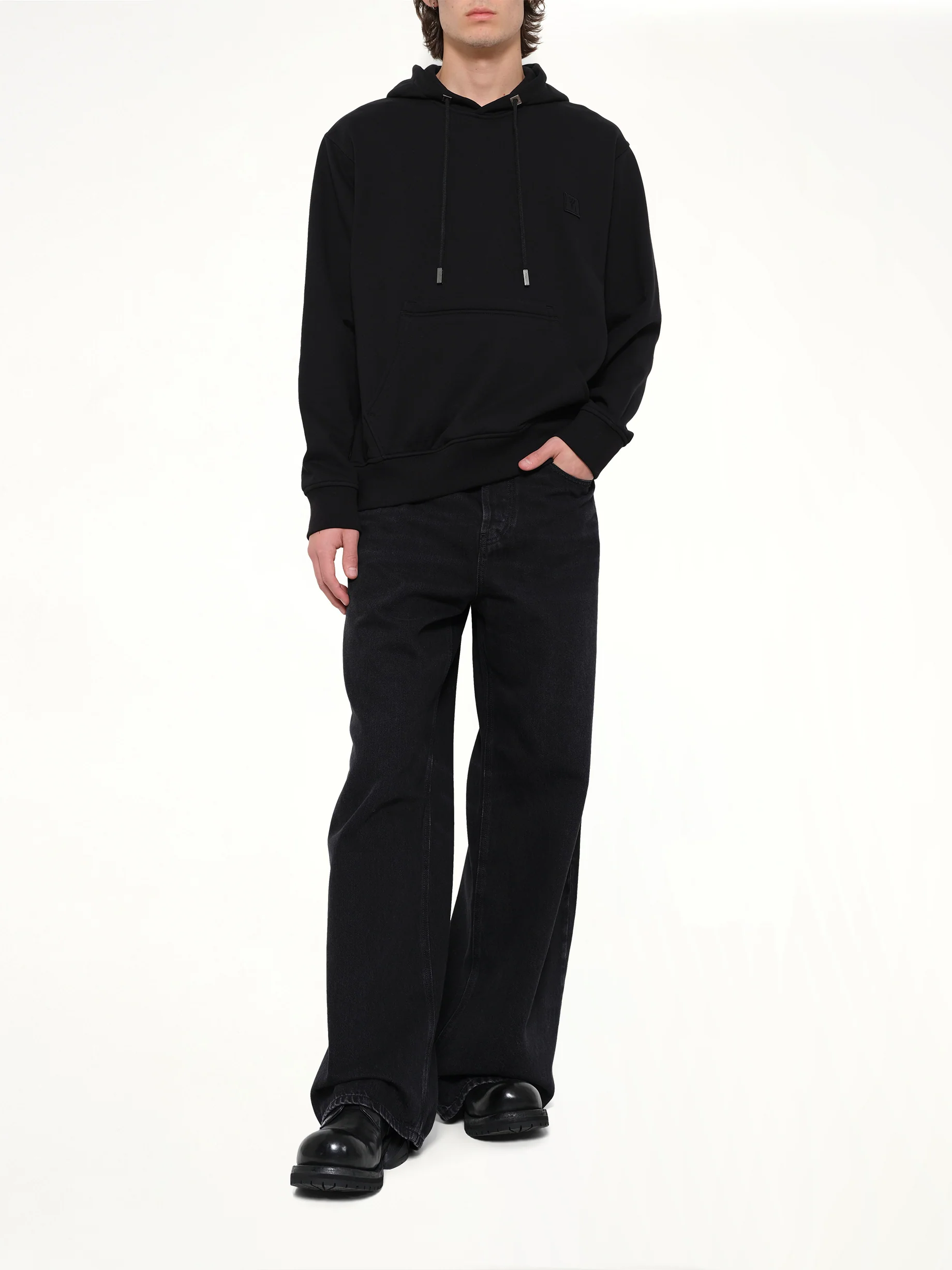 Flower Back Print Hoodie in Black - Image 4