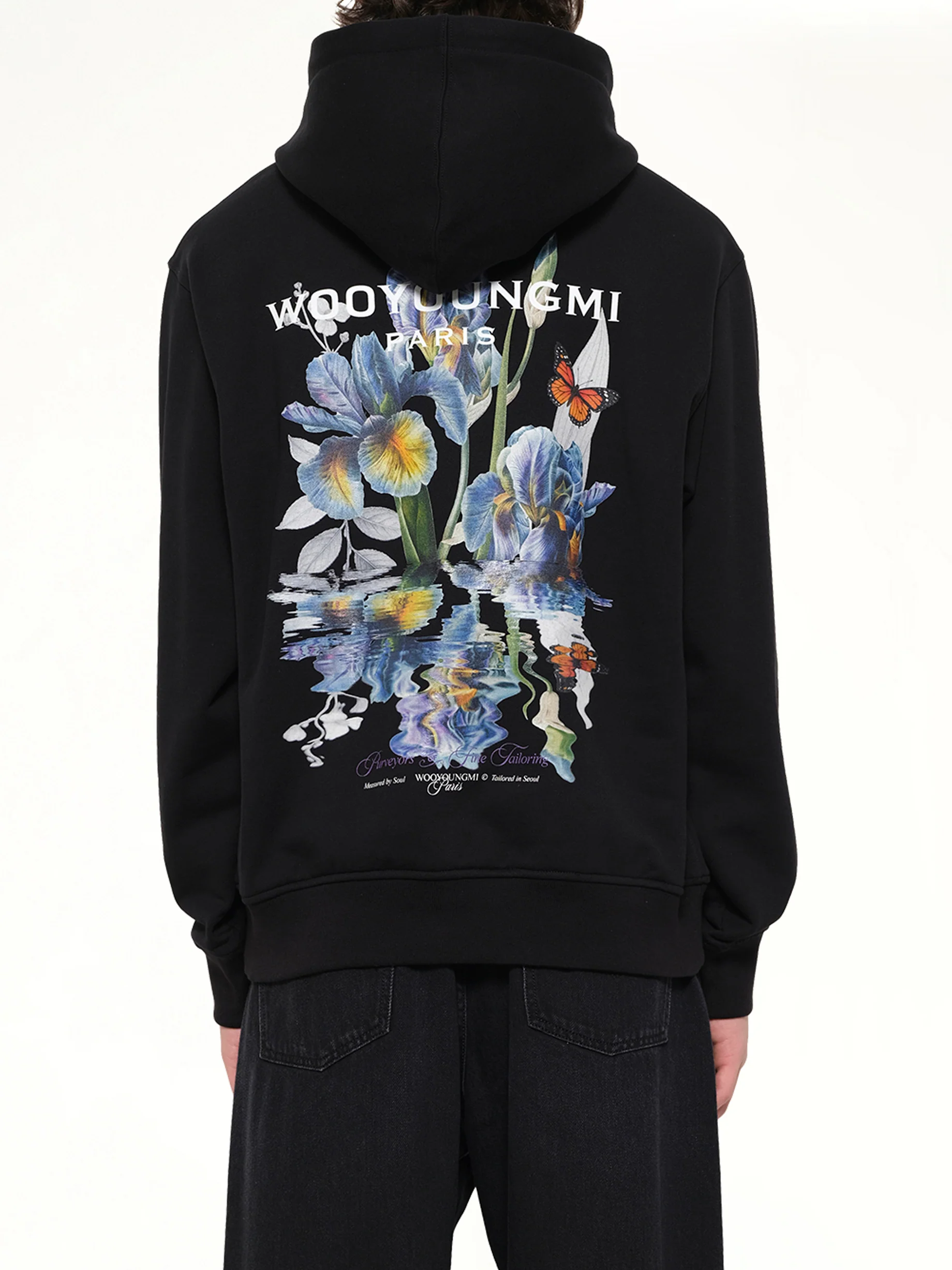 Flower Back Print Hoodie in Black - Image 5