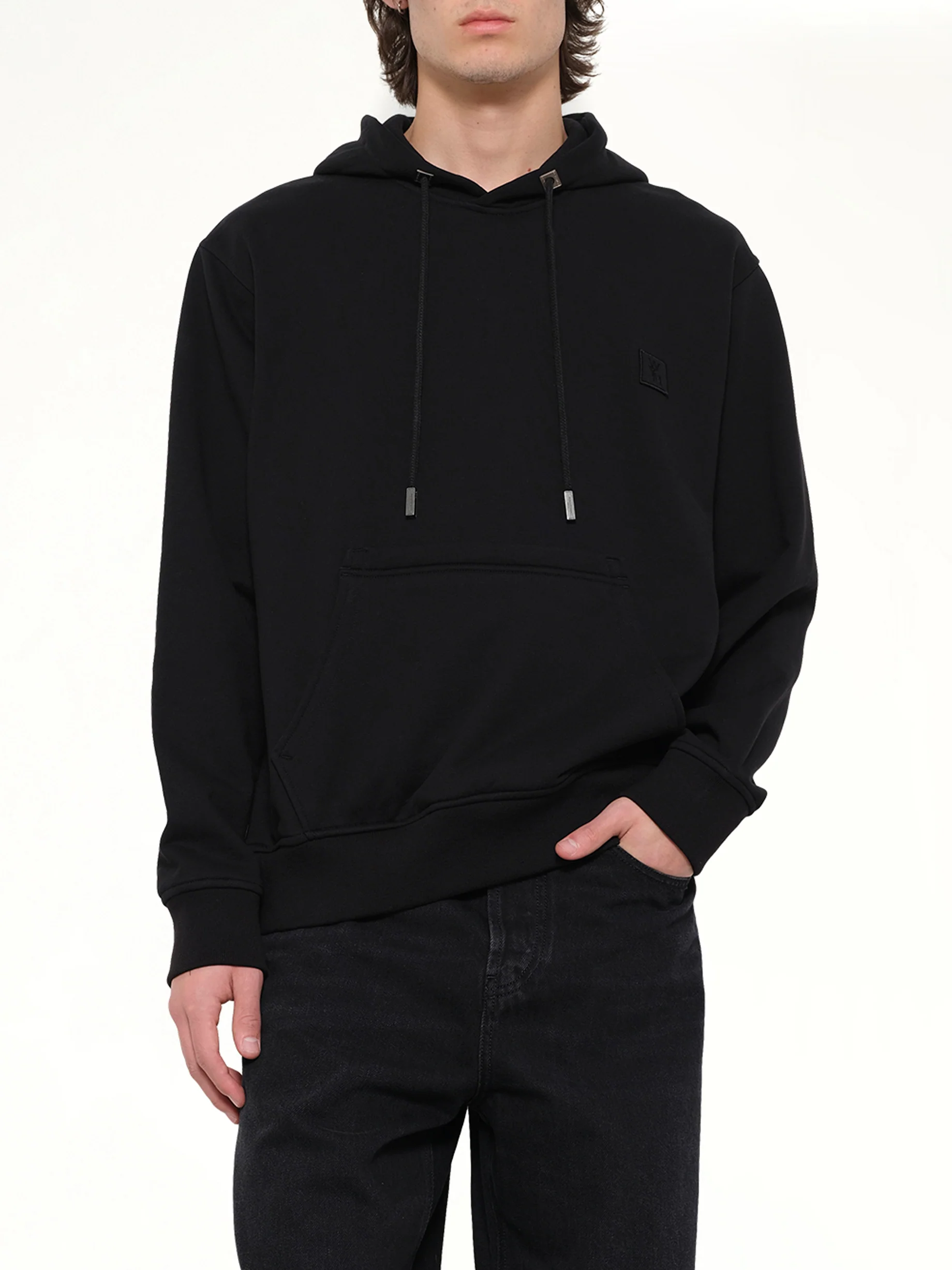 Flower Back Print Hoodie in Black - Image 6