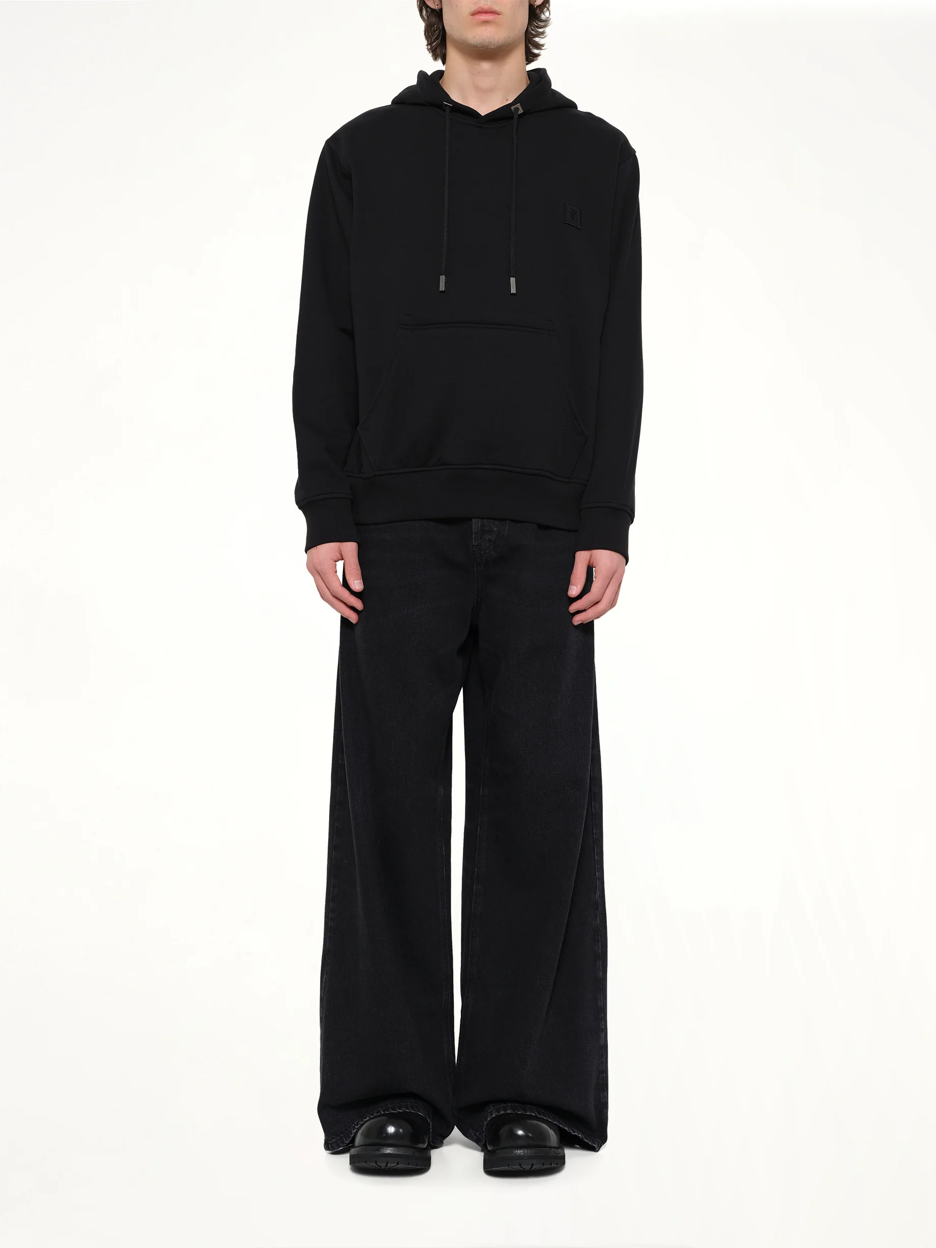 Flower Back Print Hoodie in Black - Image 7