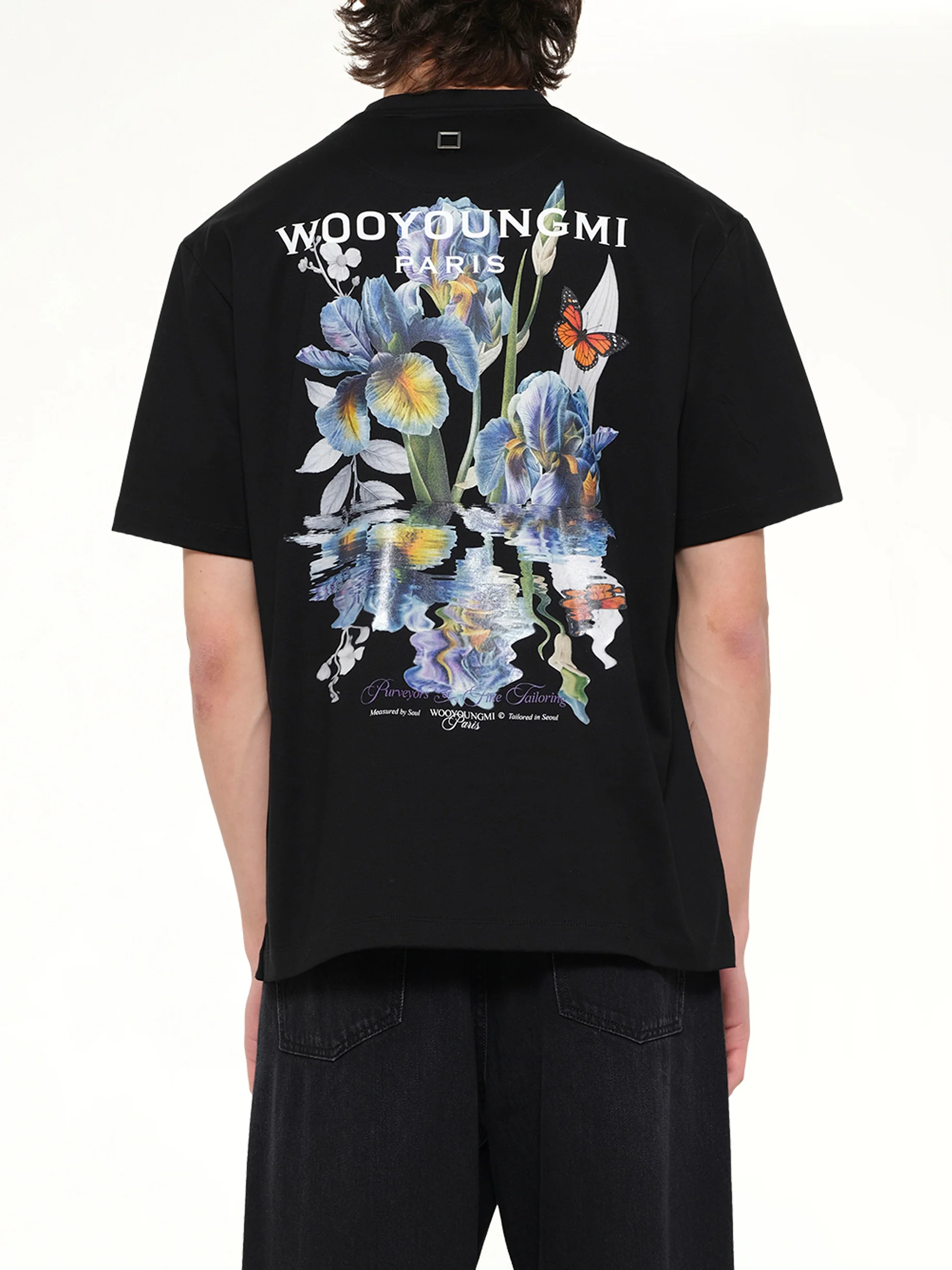 Flower Back Print T-Shirt in Black - Image 5