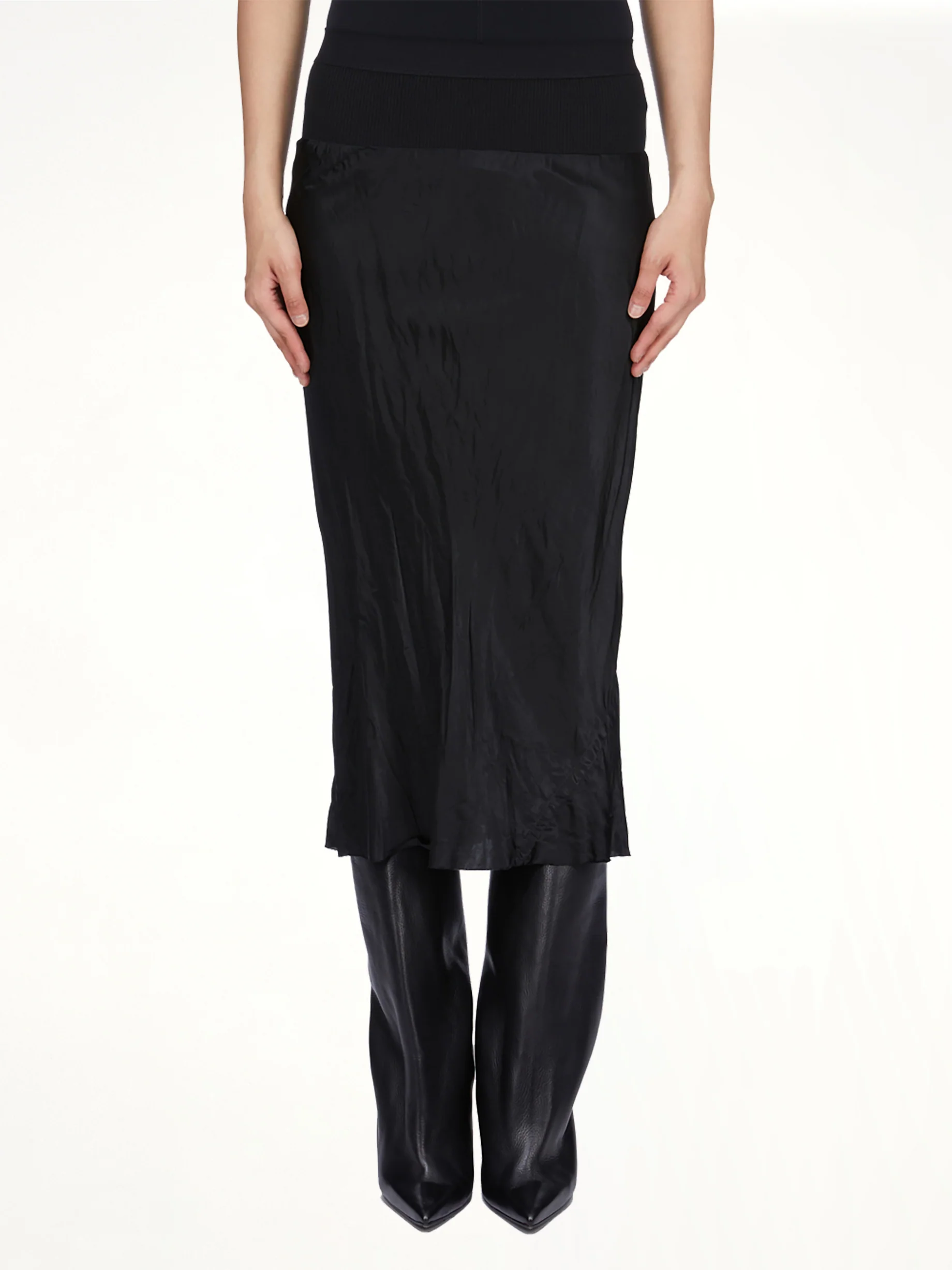 Knee Bias Skirt in Black