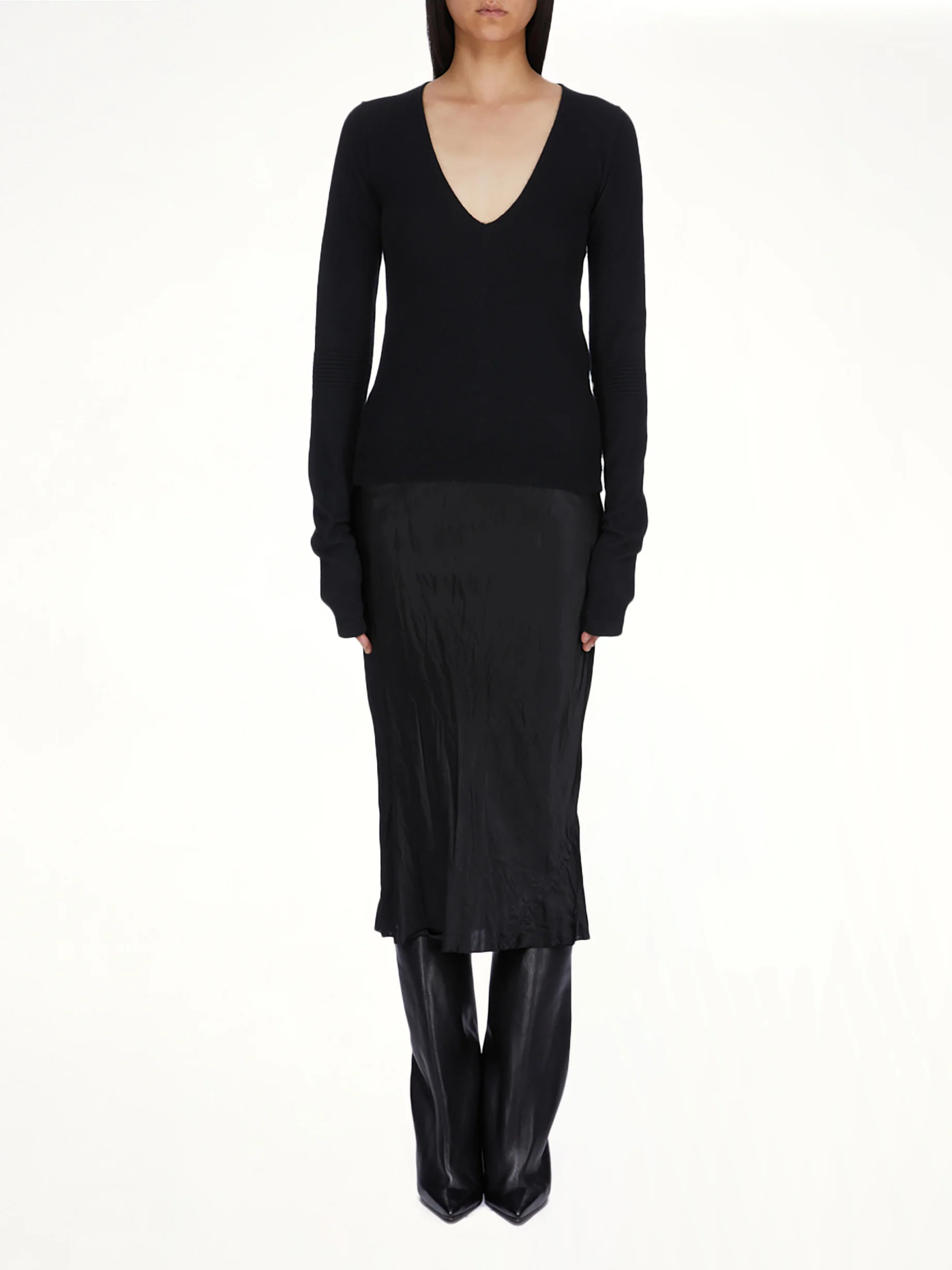 Knee Bias Skirt in Black - Image 5