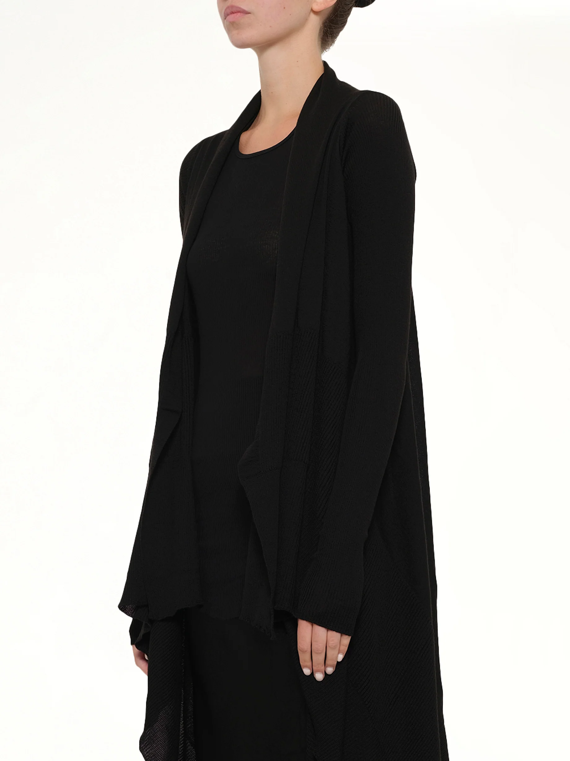Long Wrap Cardigan in Black - Image 3