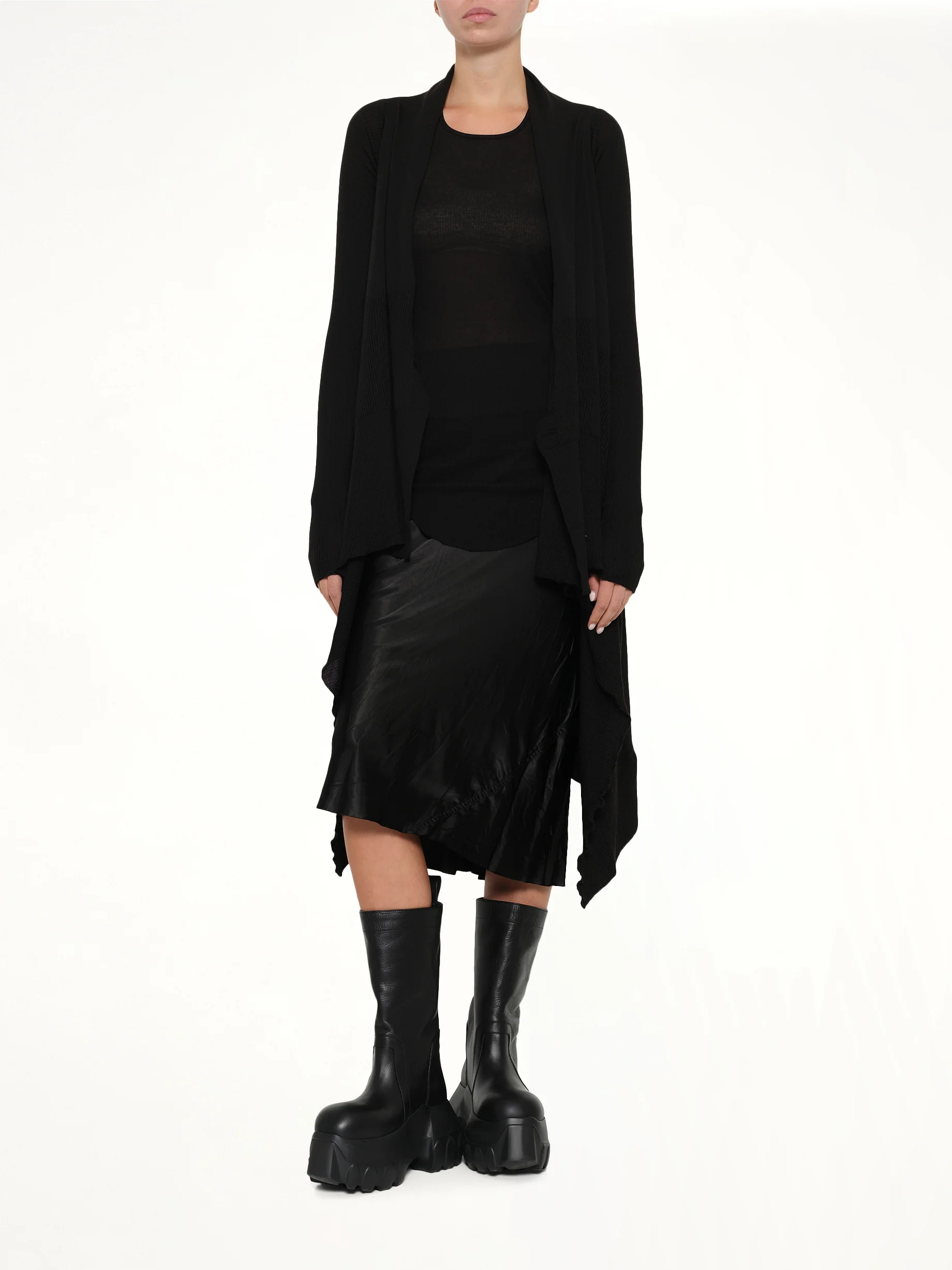 Long Wrap Cardigan in Black - Image 4