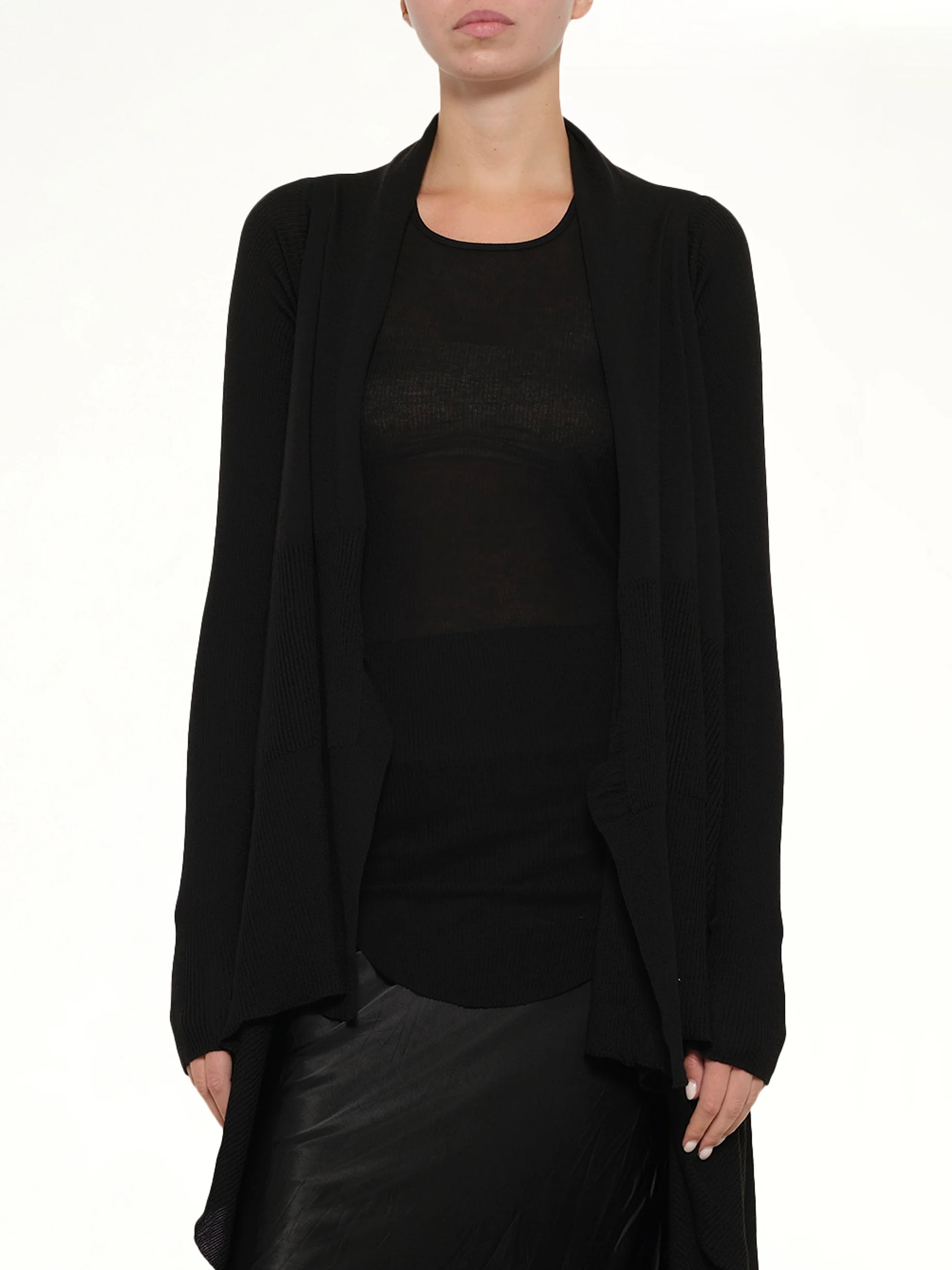 Long Wrap Cardigan in Black - Image 6