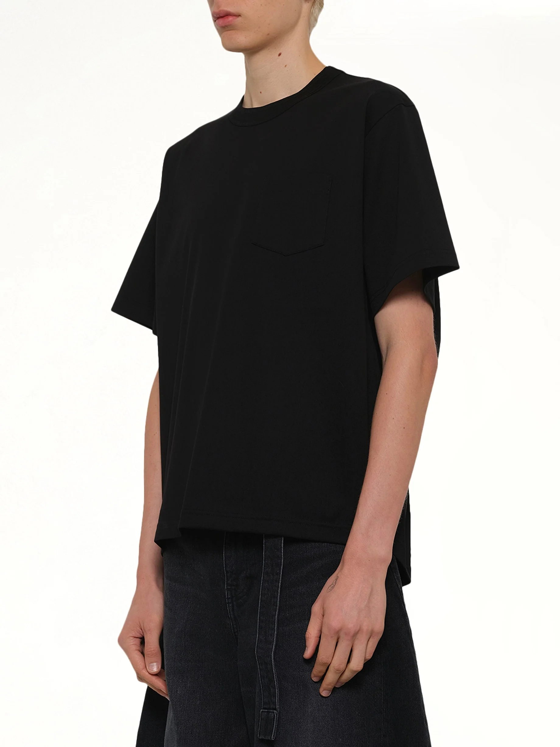 Cotton Jersey T-Shirt in Black - Image 3