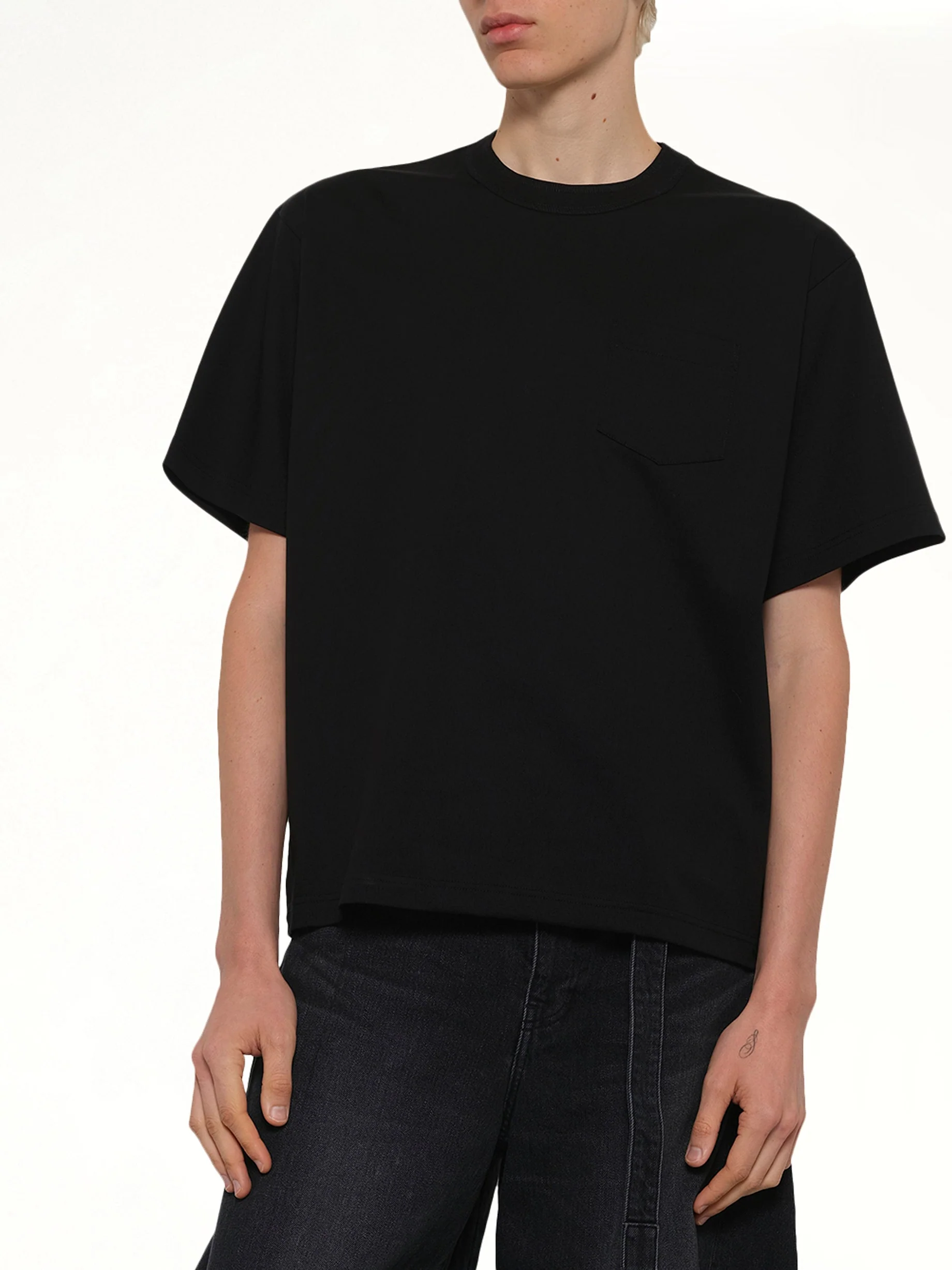 Cotton Jersey T-Shirt in Black - Image 6
