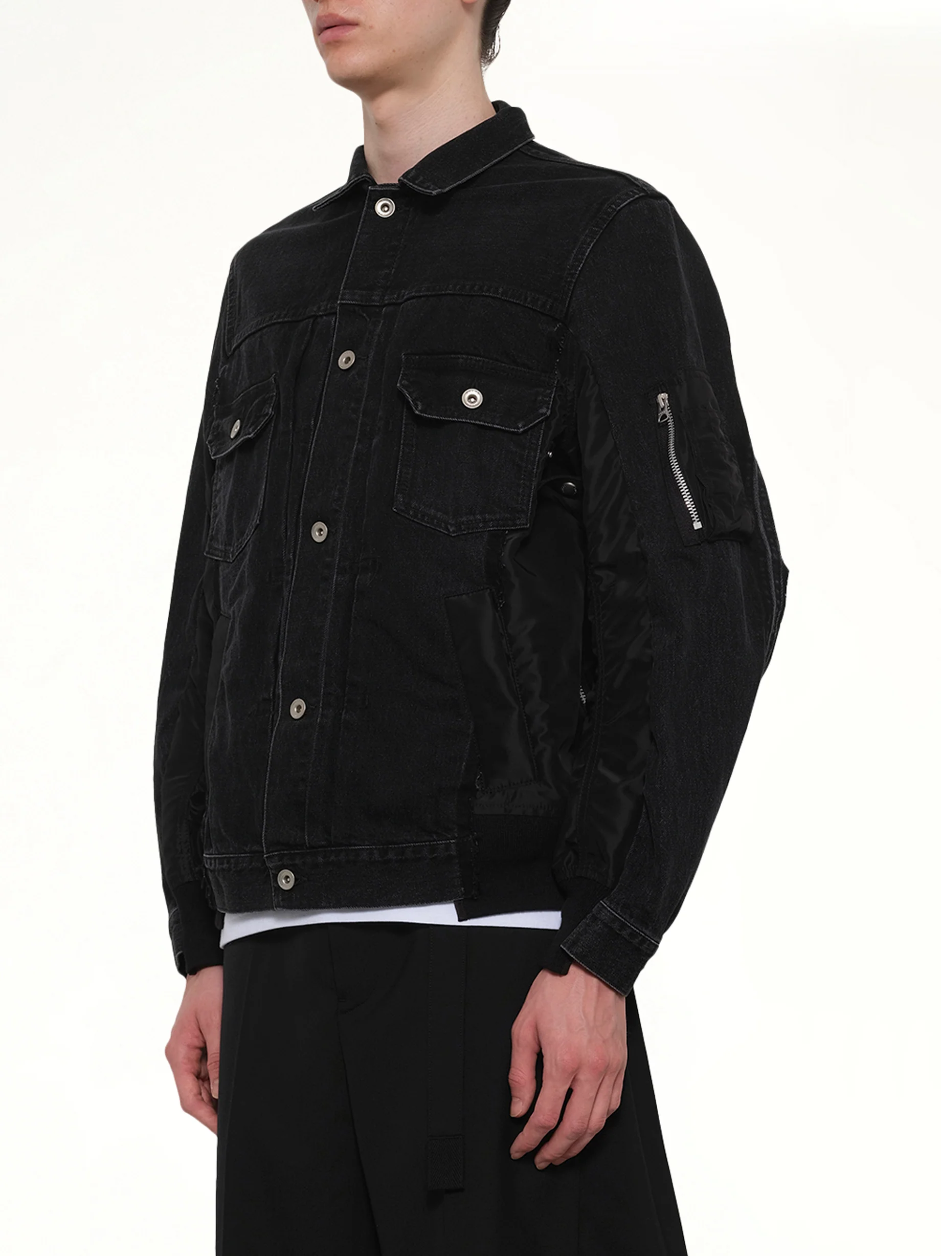 Denim x Nylon Twill Jacket in Black - Image 3