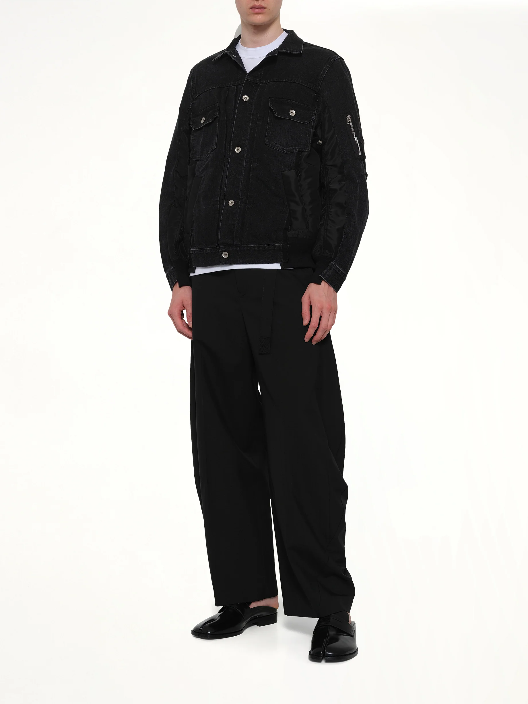 Denim x Nylon Twill Jacket in Black - Image 4