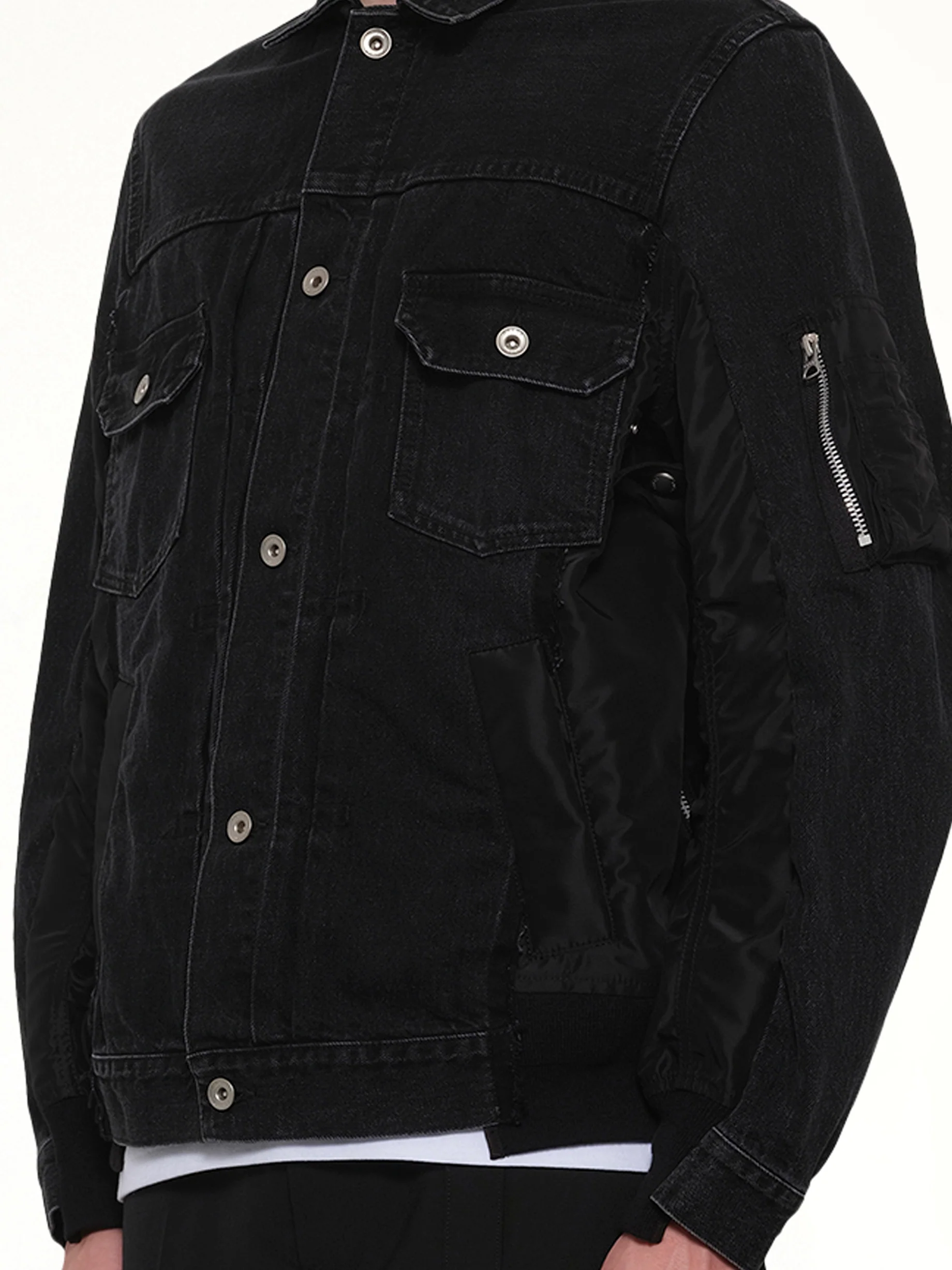 Denim x Nylon Twill Jacket in Black - Image 6