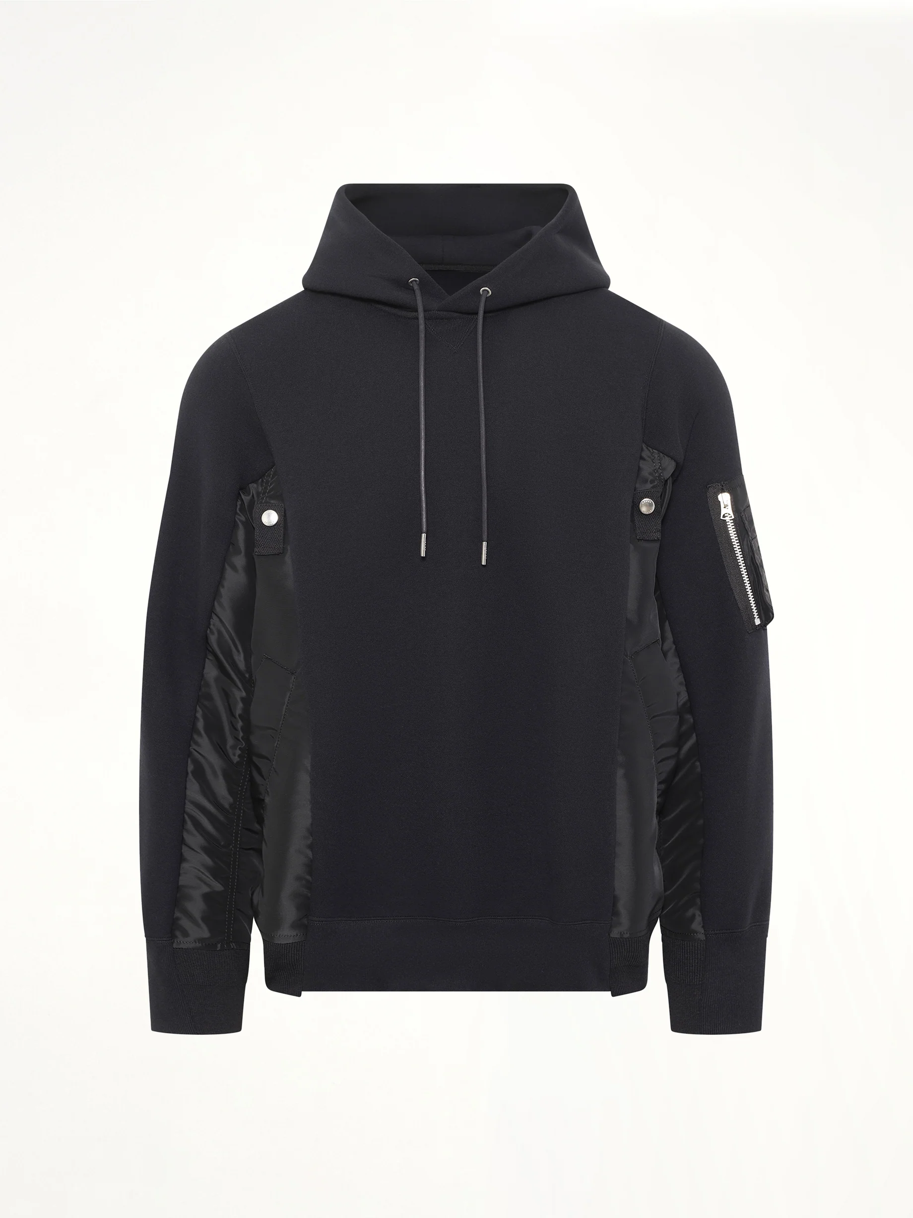 Sponge Sweat x Nylon Twill Hoodie in Black - Image 2