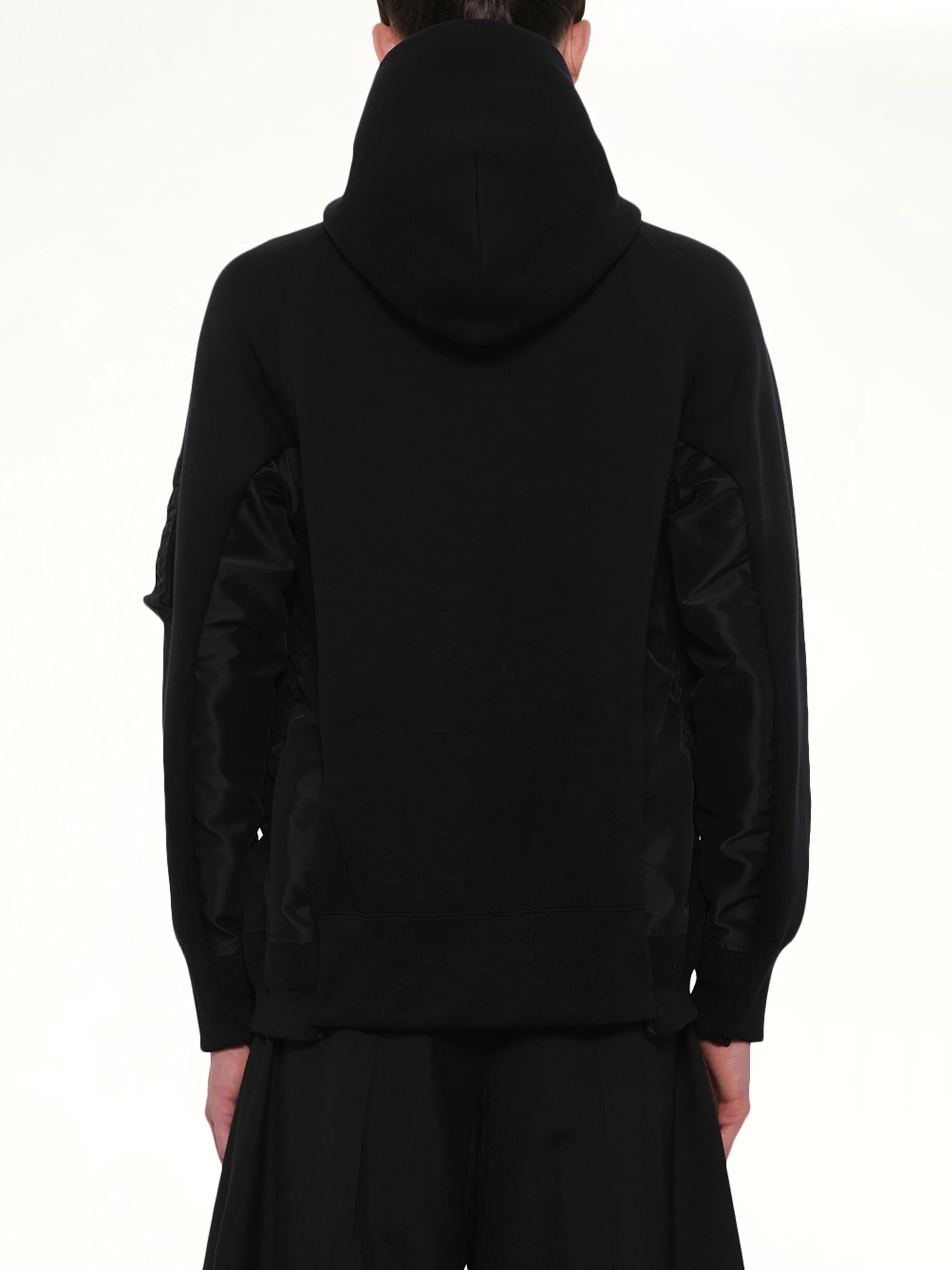 Sponge Sweat x Nylon Twill Hoodie in Black - Image 5