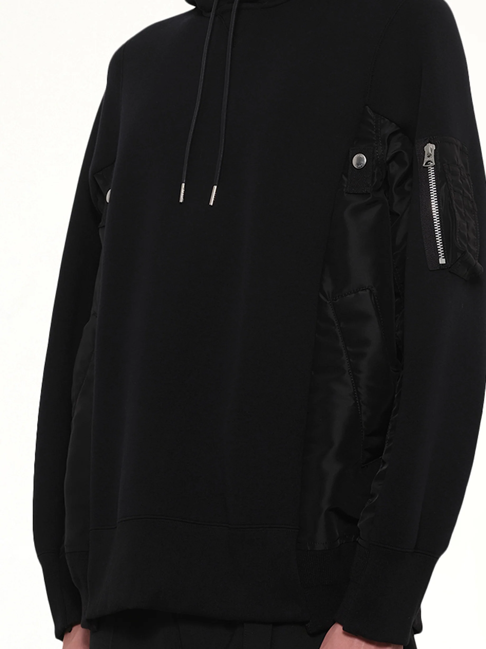 Sponge Sweat x Nylon Twill Hoodie in Black - Image 6