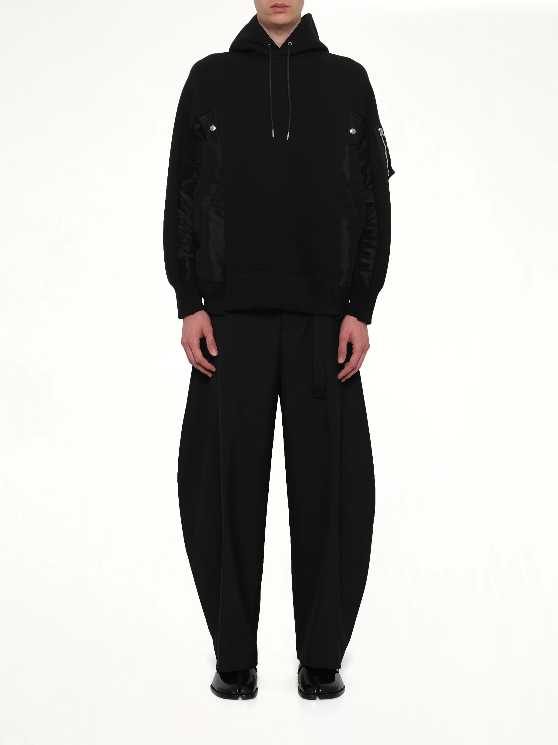 Sponge Sweat x Nylon Twill Hoodie in Black - Image 7