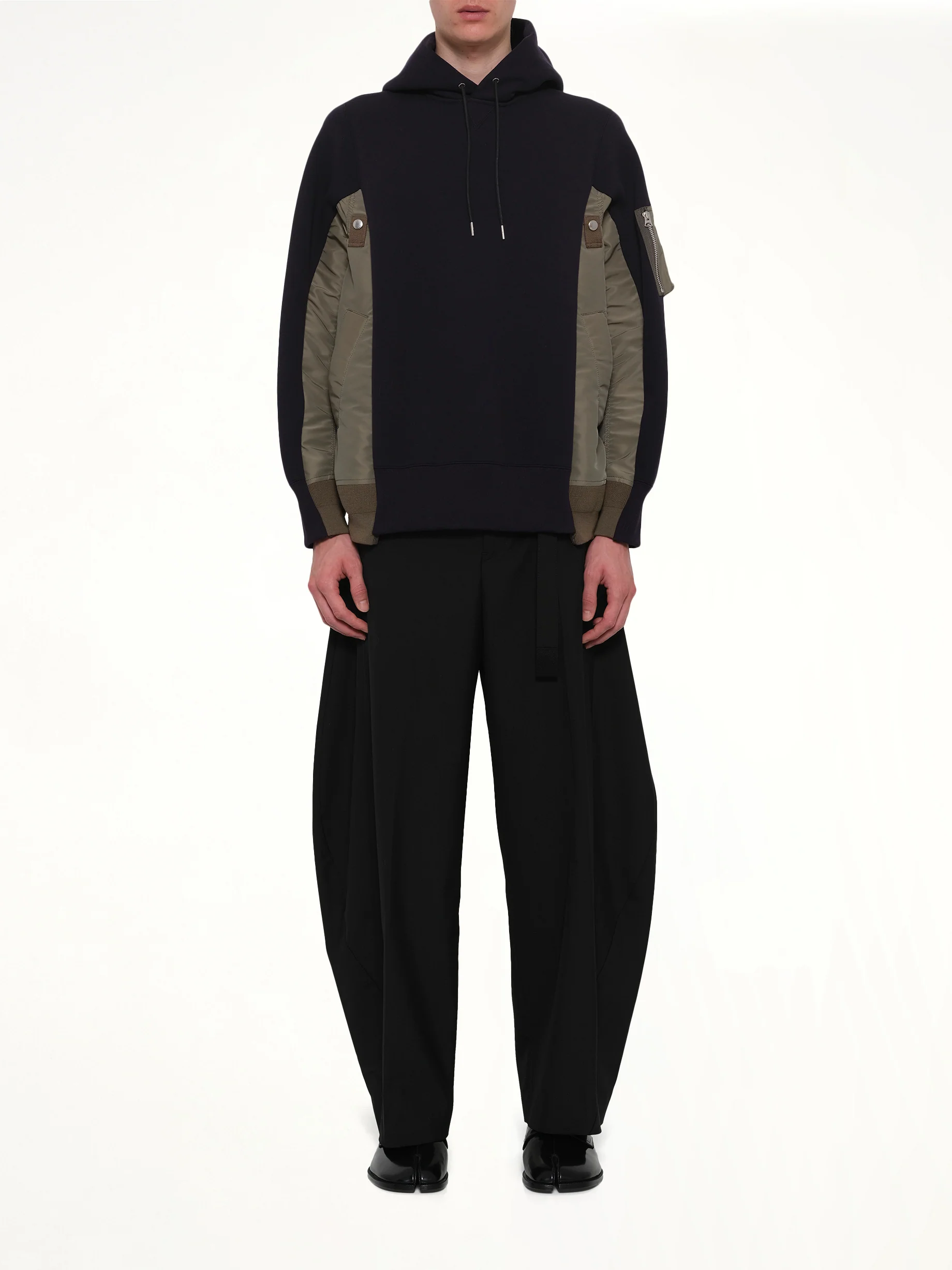 Sponge Sweat x Nylon Twill Hoodie in Navy/Khaki - Image 7