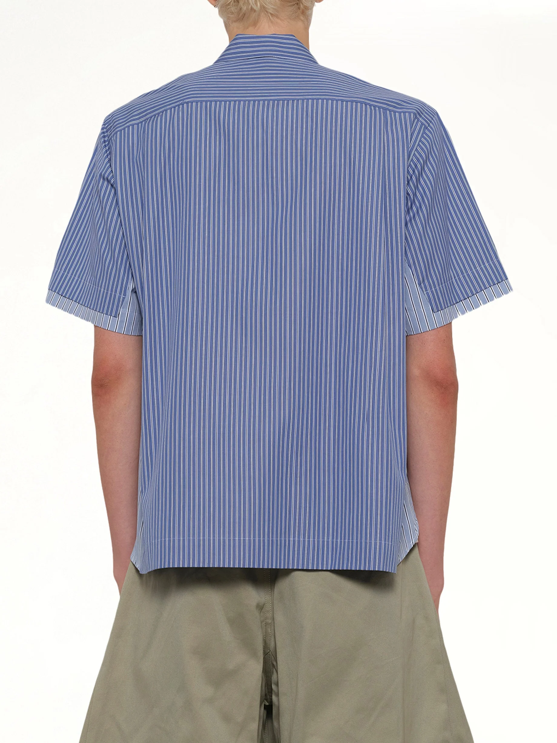 Poplin Shirt in Blue Stripe - Image 5