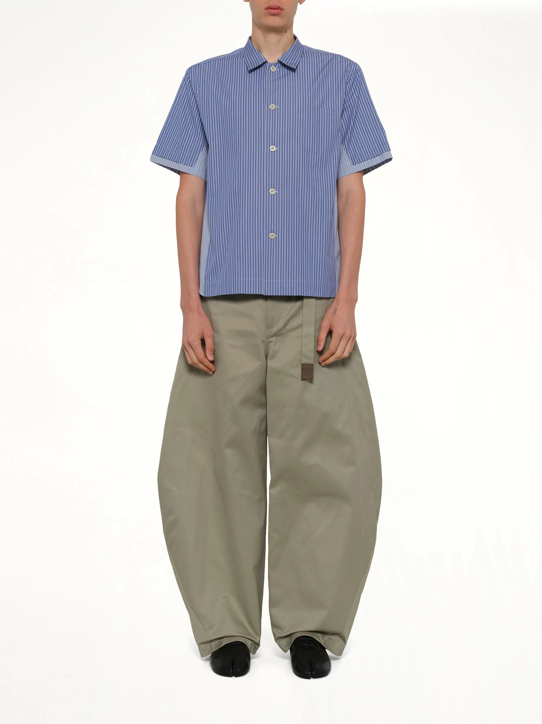 Poplin Shirt in Blue Stripe - Image 7