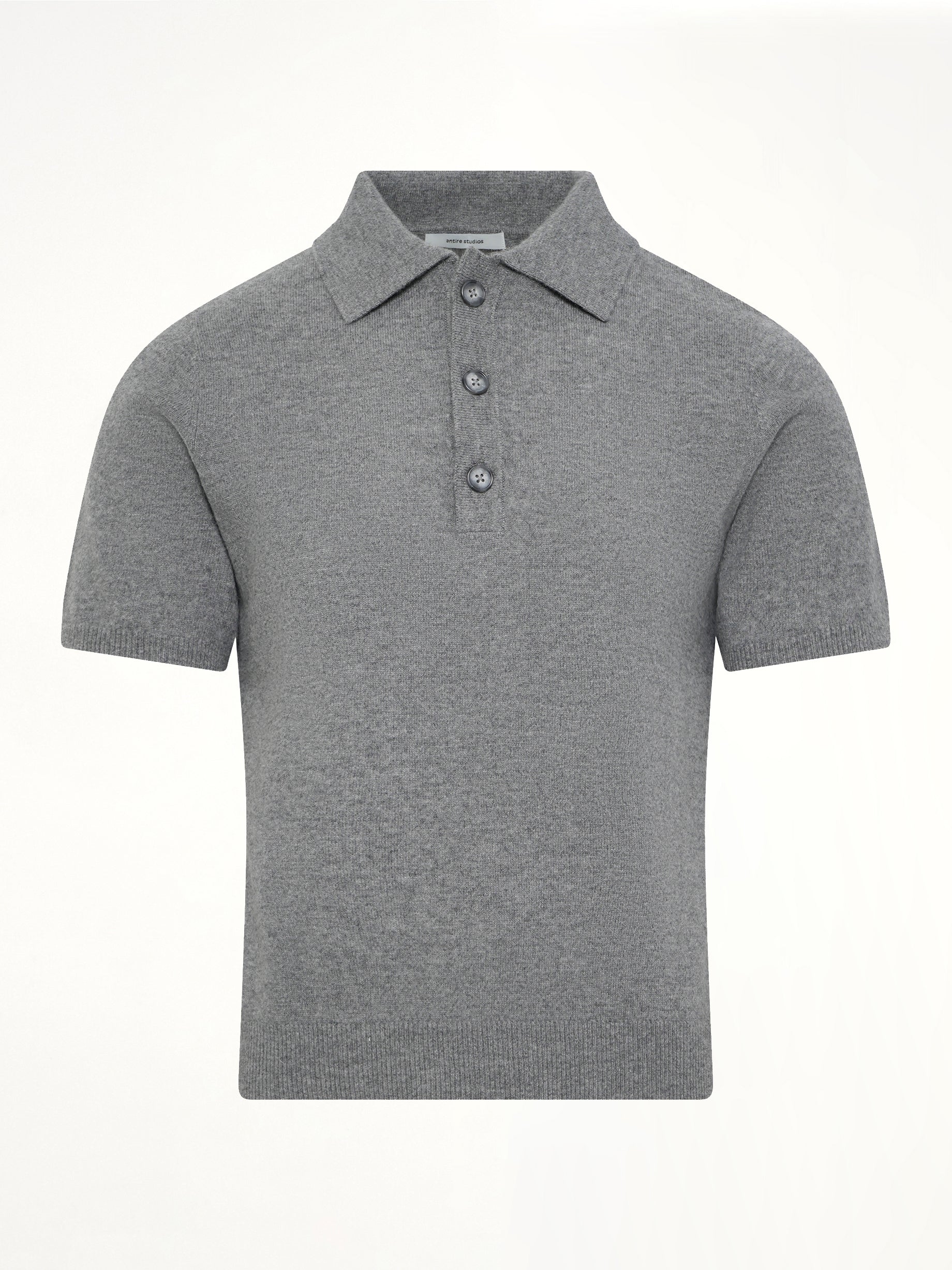 Short Sleeve Knit Polo in Concrete - Image 2