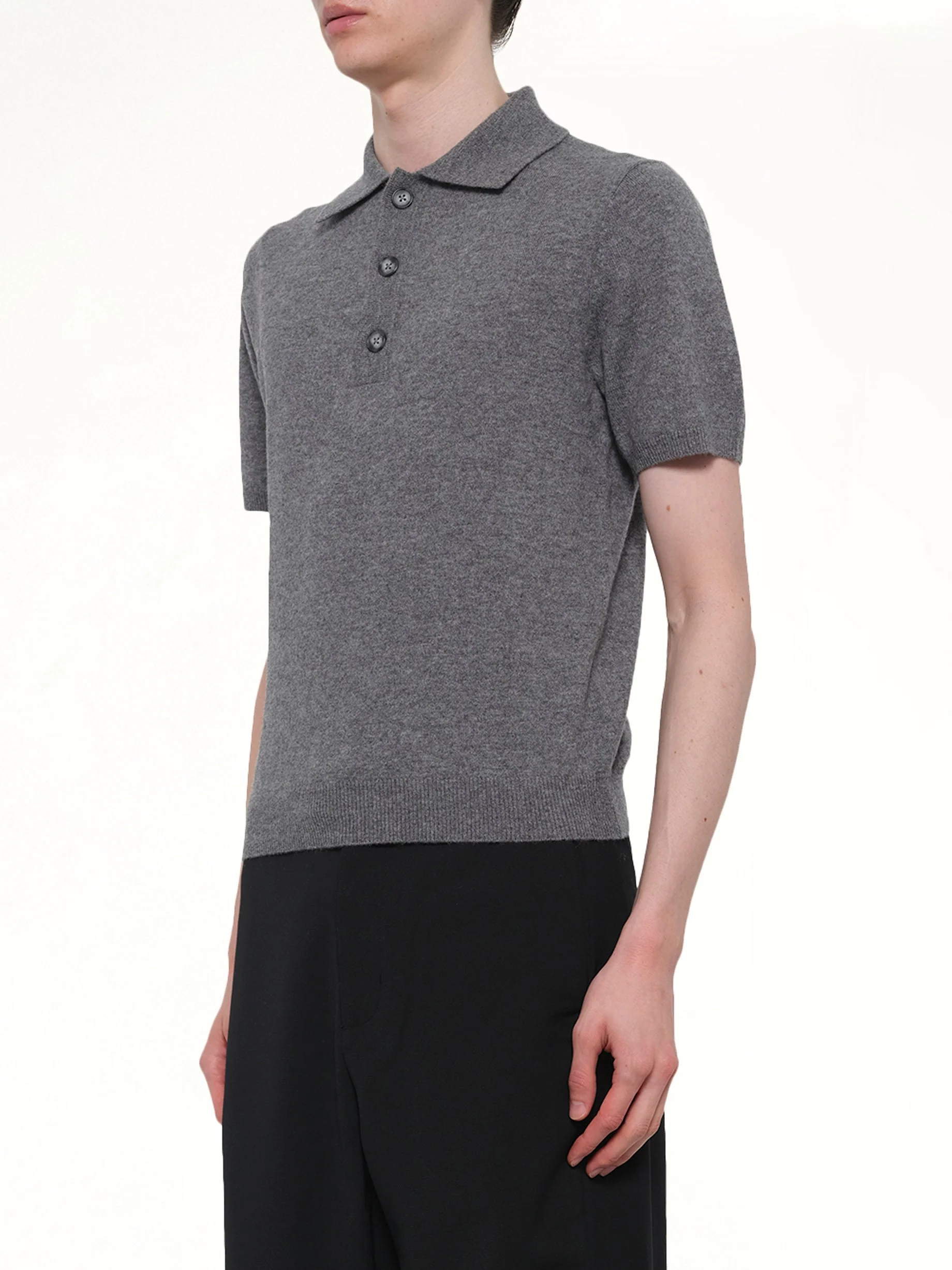 Short Sleeve Knit Polo in Concrete - Image 3