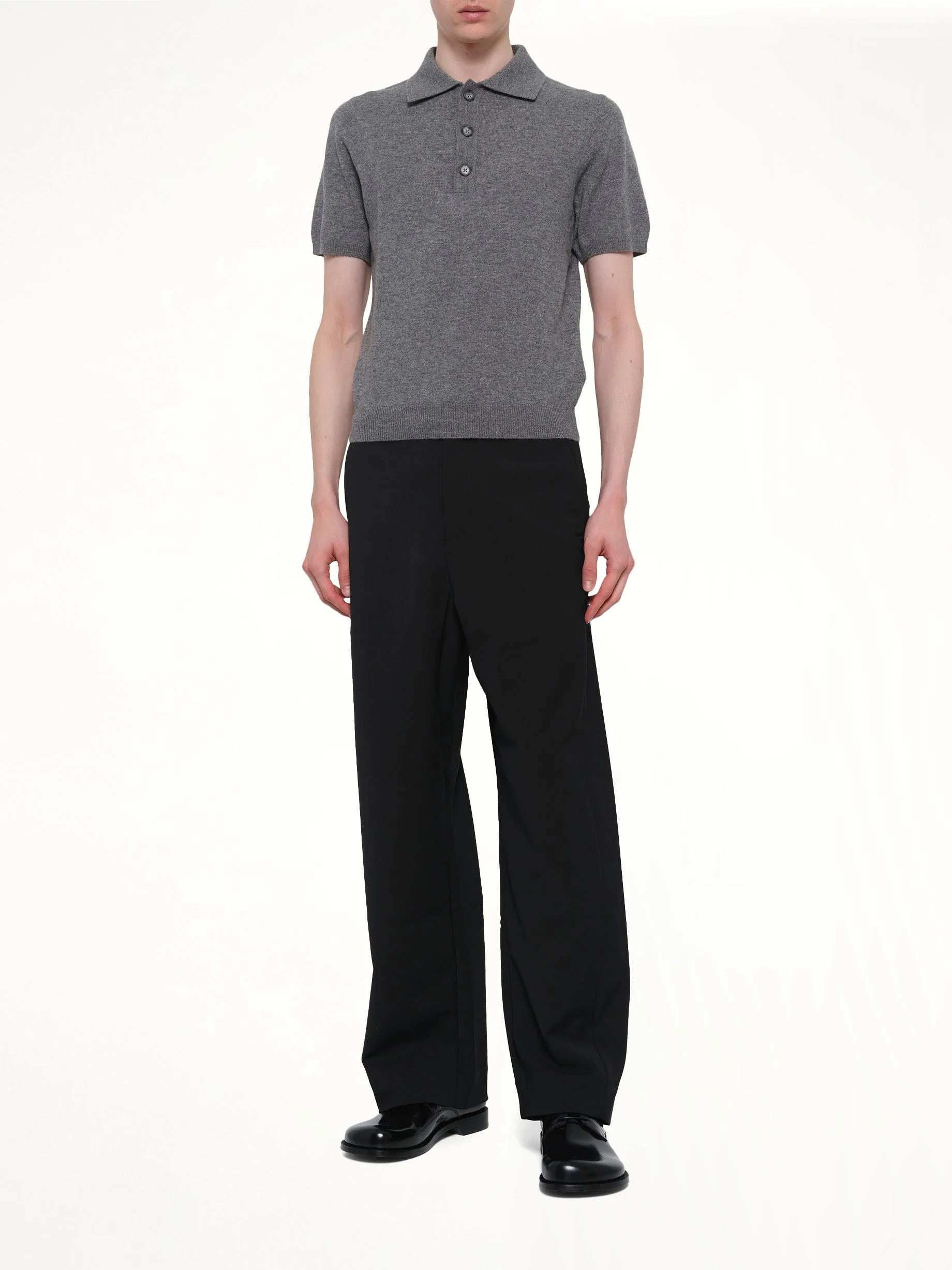 Short Sleeve Knit Polo in Concrete - Image 4