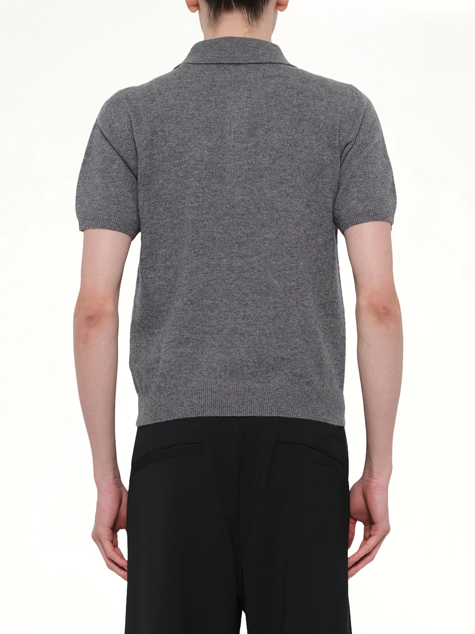 Short Sleeve Knit Polo in Concrete - Image 5