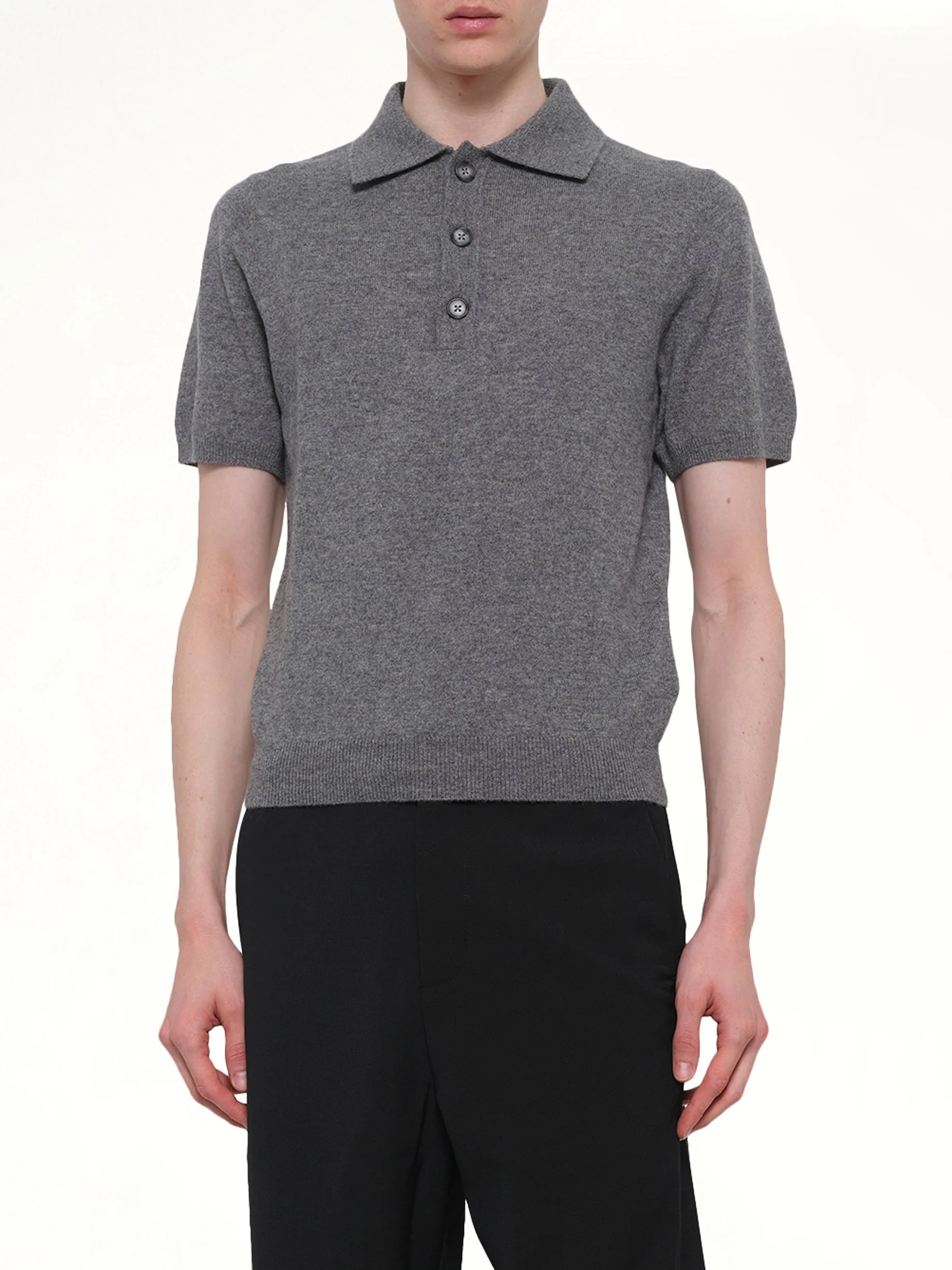Short Sleeve Knit Polo in Concrete - Image 6