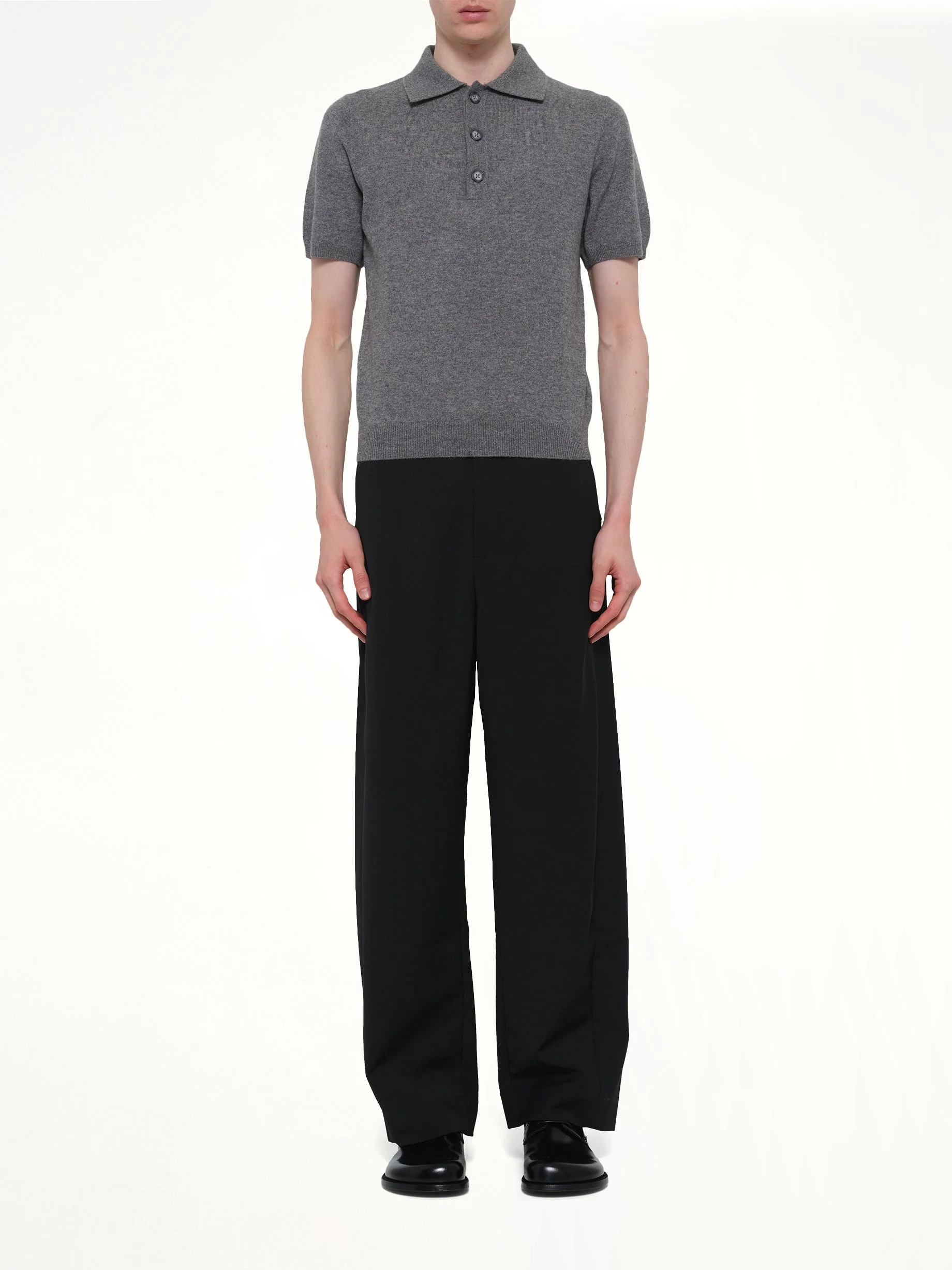 Short Sleeve Knit Polo in Concrete - Image 7