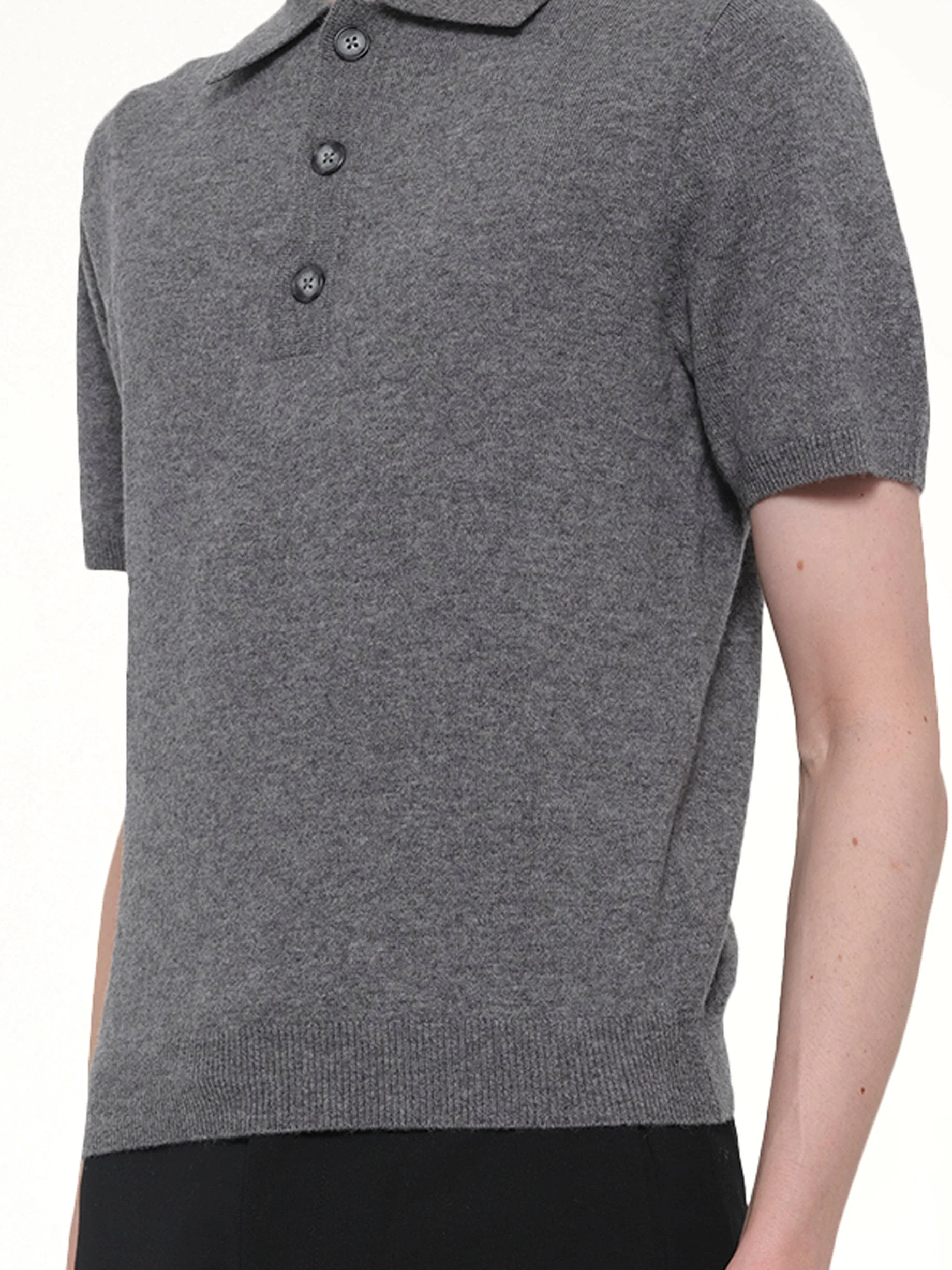 Short Sleeve Knit Polo in Concrete - Image 8